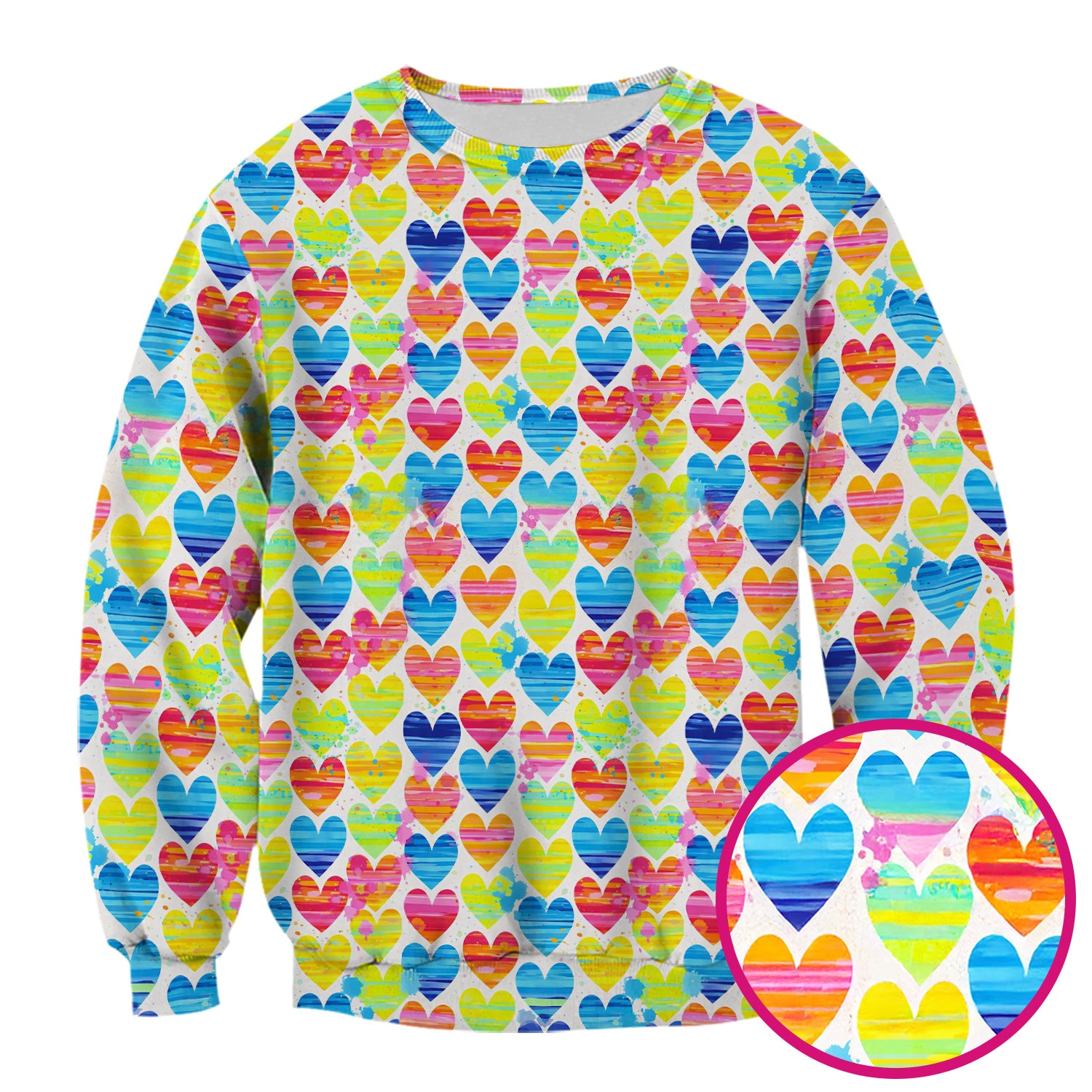 Bright Multicolor Rainbow Heart All Over Print Pattern Scrub, Comfortable Scrubs for Nurses