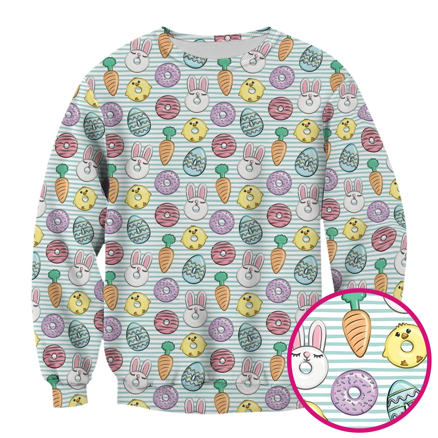 Funny Easter Chick Bunny Pattern Scrub Top, Breathable Fabrics Nursing Uniform