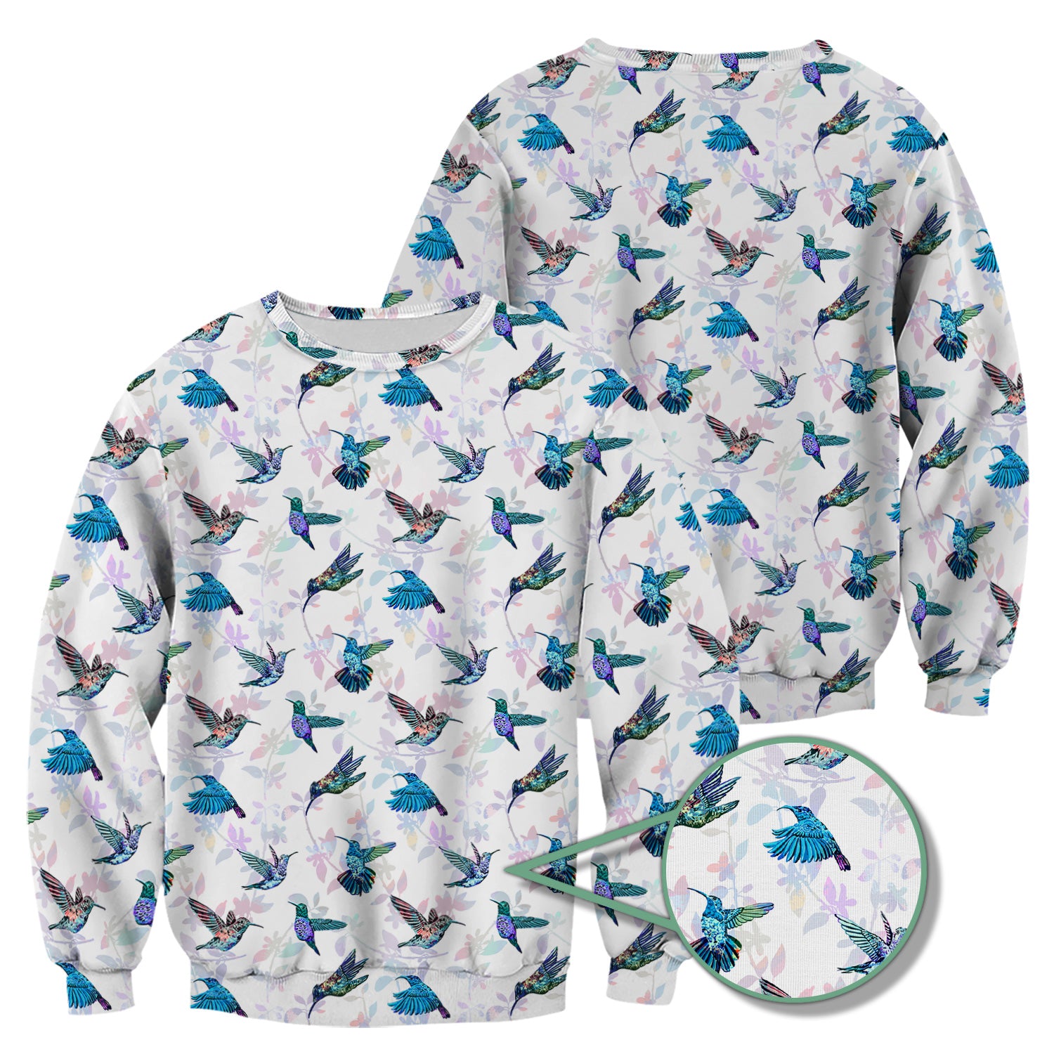 Cute Hummingbird Lover Shirt - All-Over Print Bird & Botanical Graphic Tee - Gift for RN LPN CNA