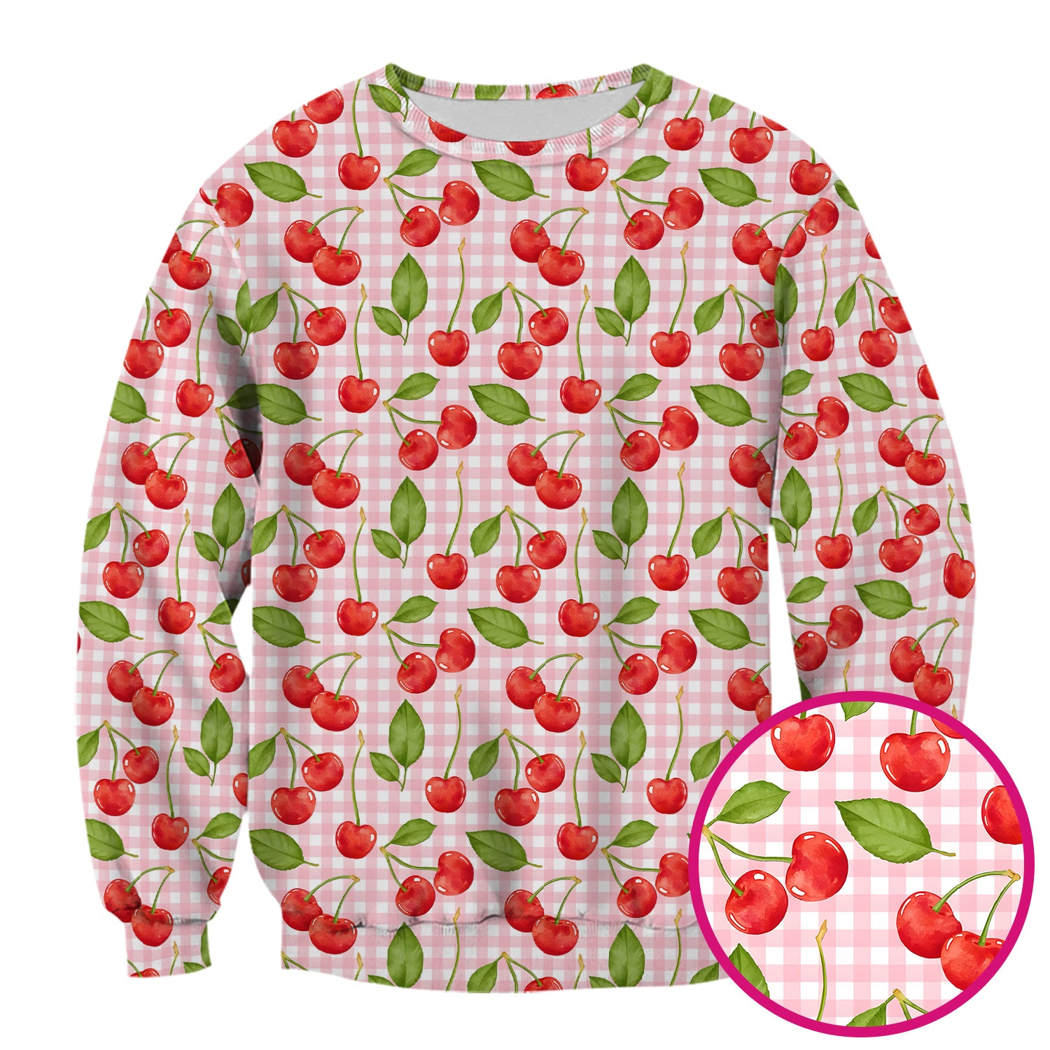 Sweet Red Cherry Gingham Pattern Scrub Top, Comfortable Scrubs for Nurses