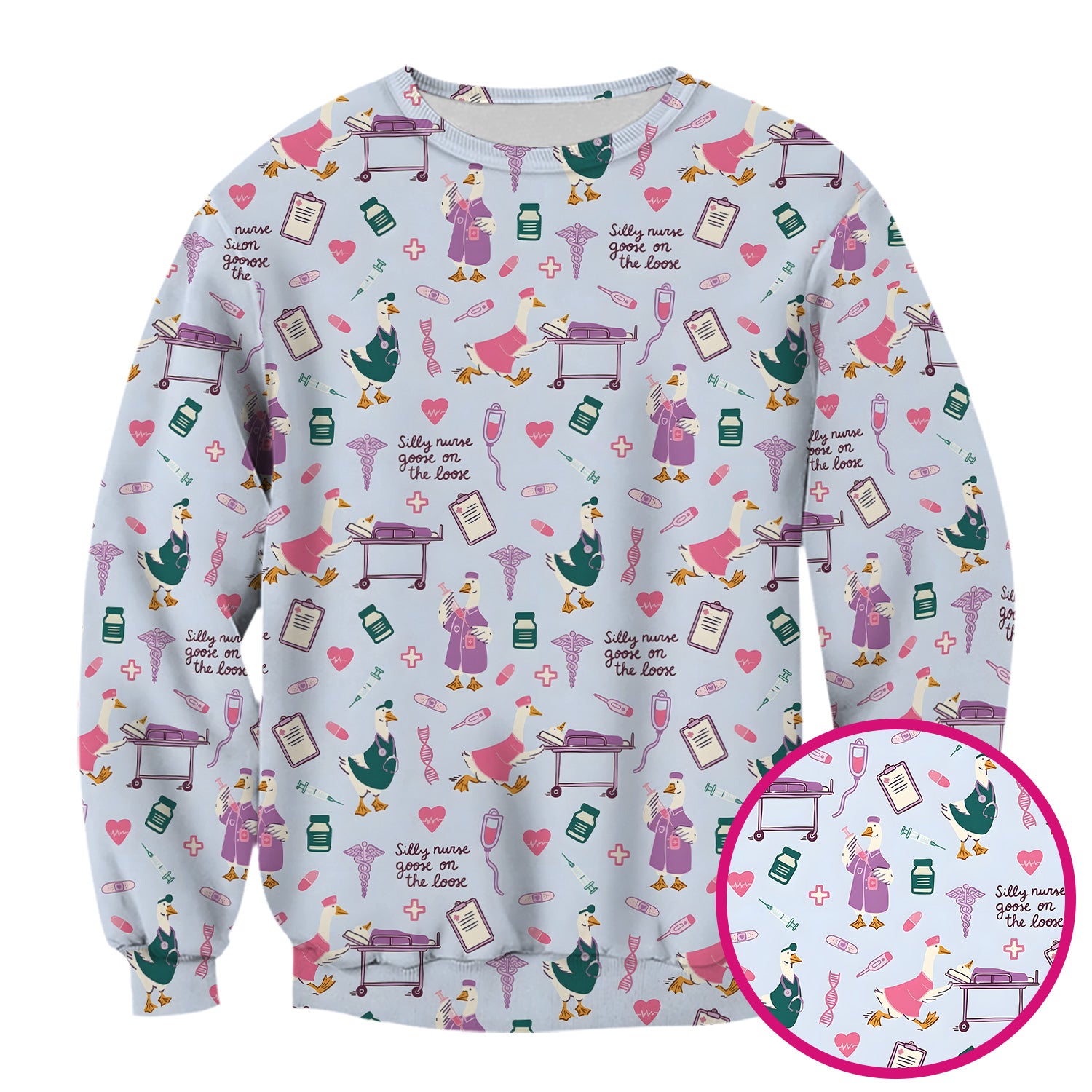 Goose Medical Humor Tools Pattern Scrub Top, Comfortable Scrubs for Nurses