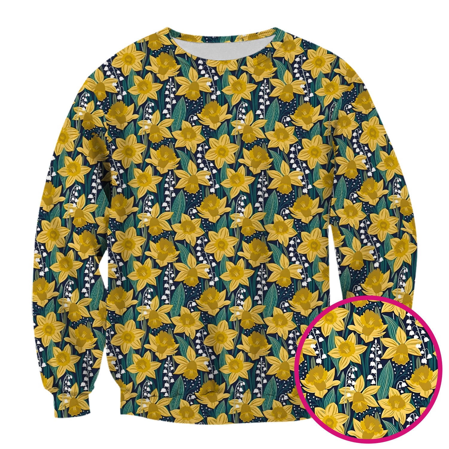 Yellow Daffodil Lily Valley Pattern Scrub Top, Comfortable Scrubs for Nurses