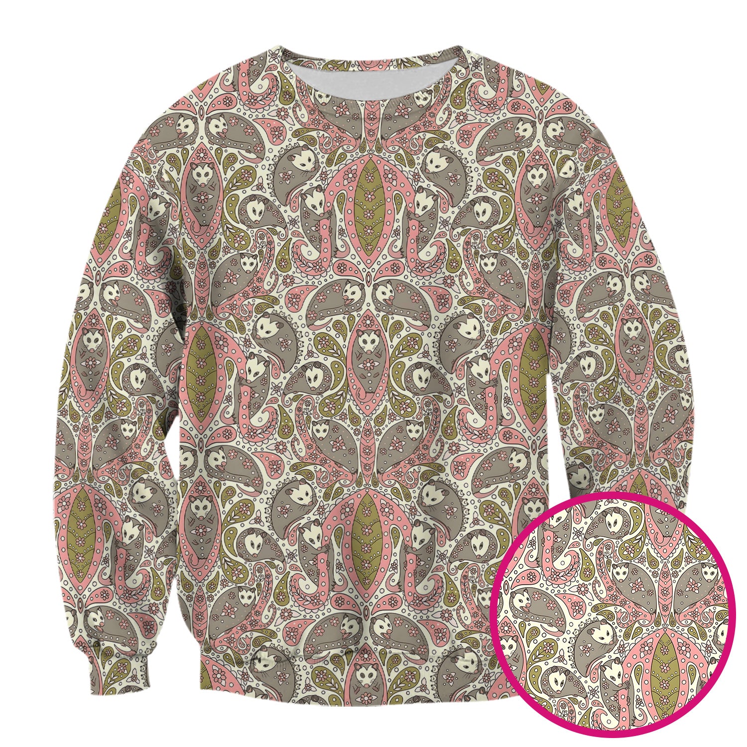 Opossum Paisley Pattern Scrub Top, Comfortable Scrubs for Nurses