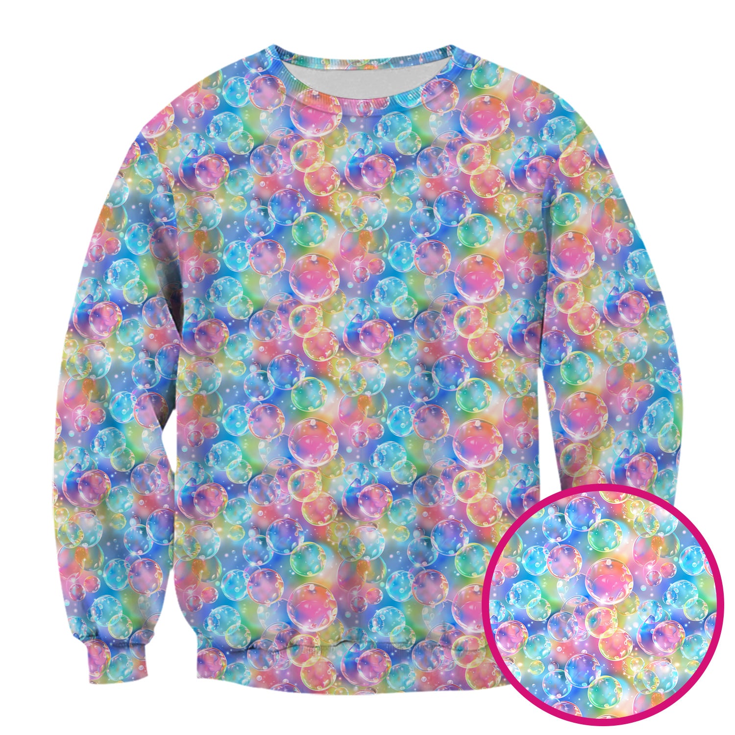 Colorful Floating Soap Bubble Pattern Scrub Top, Breathable Fabrics Nursing Uniform