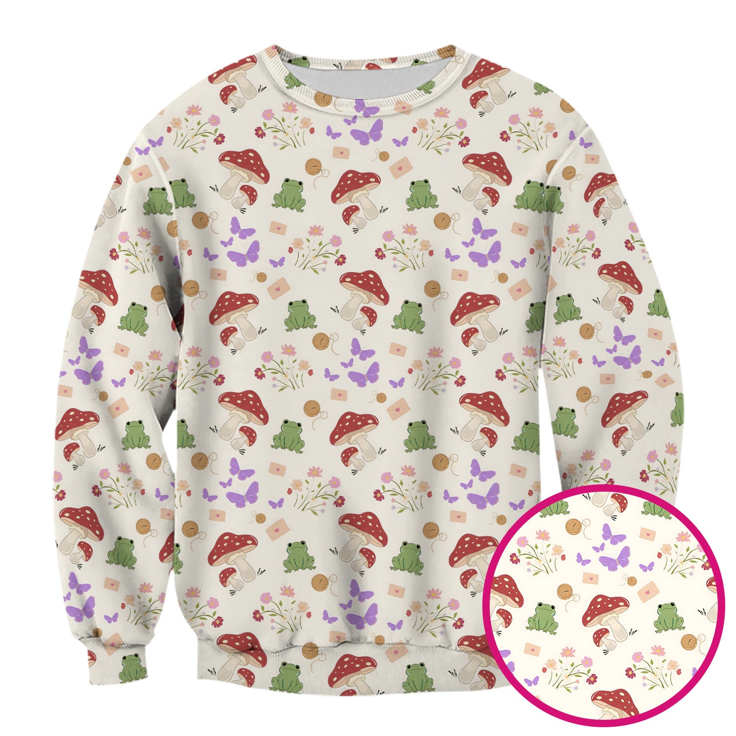 Adorable Nurse Frog and Mushroom Garden Print Scrub Top, Comfortable Scrubs for Nurses