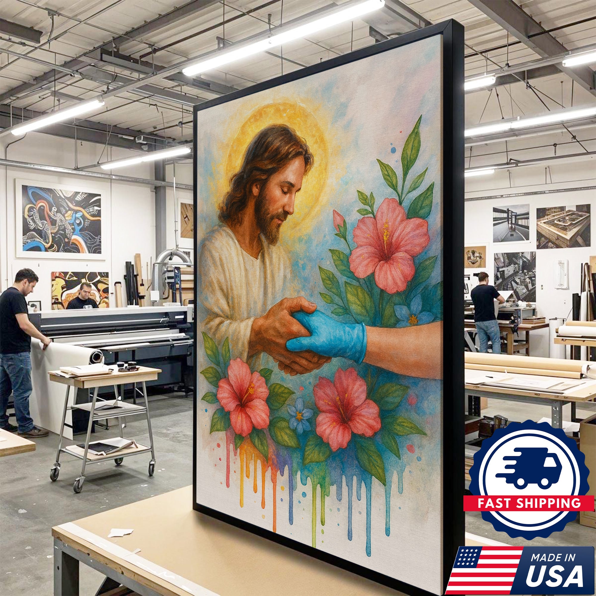 Christian Nurse Canvas, Religious Healthcare Wall Decor, Healing Hand of God, RN LPN CNA Gift