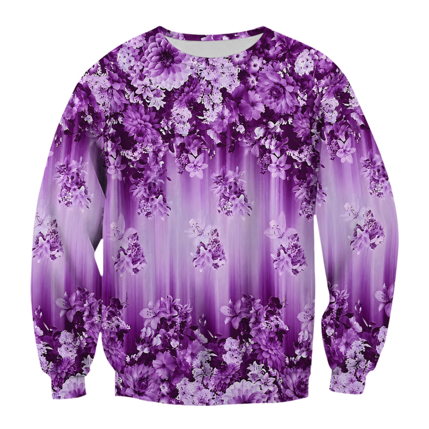 Purple Blossom Garden Pattern Scrub Top, Comfortable Scrubs for Nurses