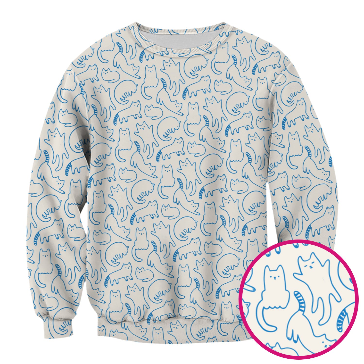 Artistic Cat Pattern Medical Scrub Top, Breathable Fabrics Nursing Uniform