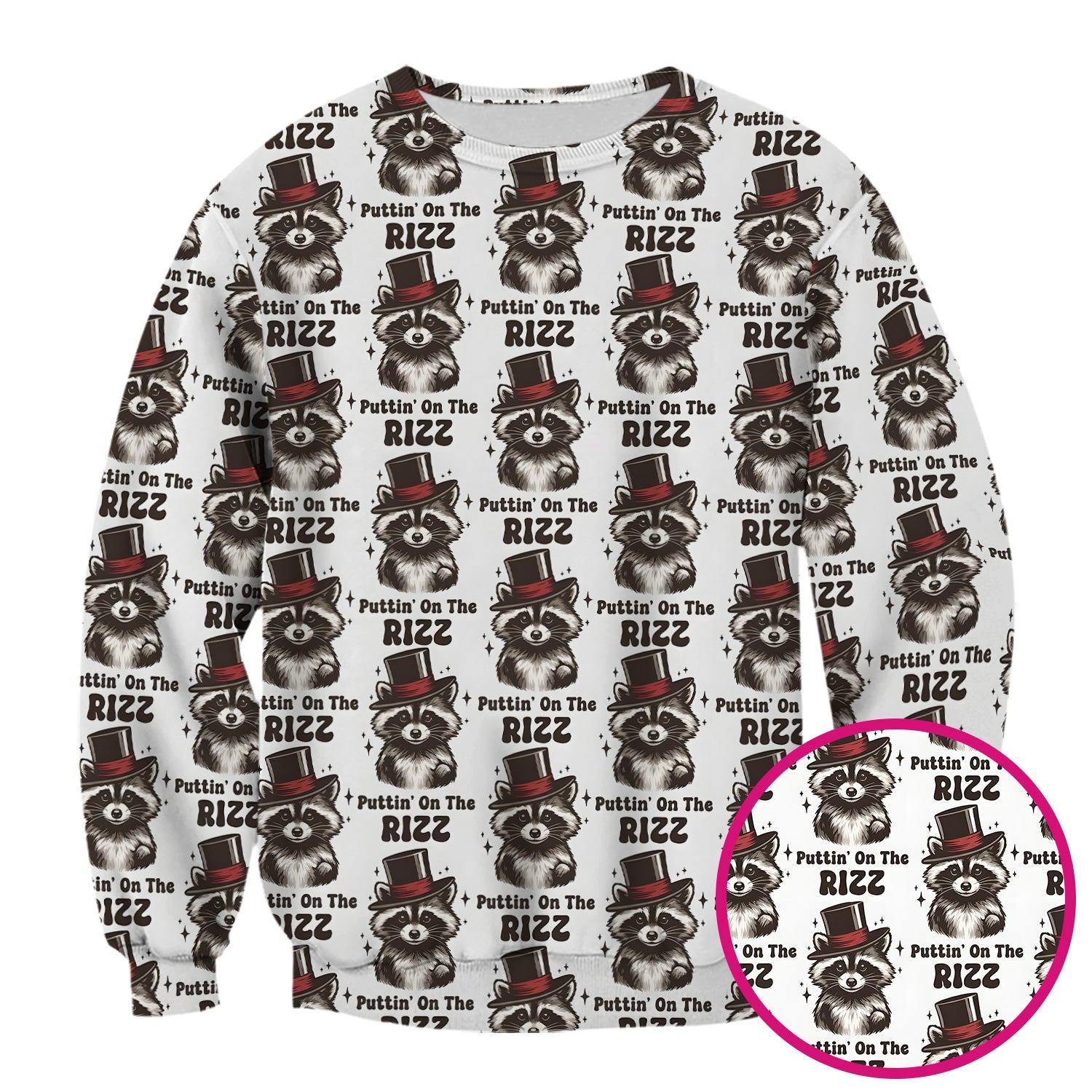 Raccoon Wearing Top Hat Puttin On The Rizz Scrub Top, Breathable Fabrics Nursing Uniform