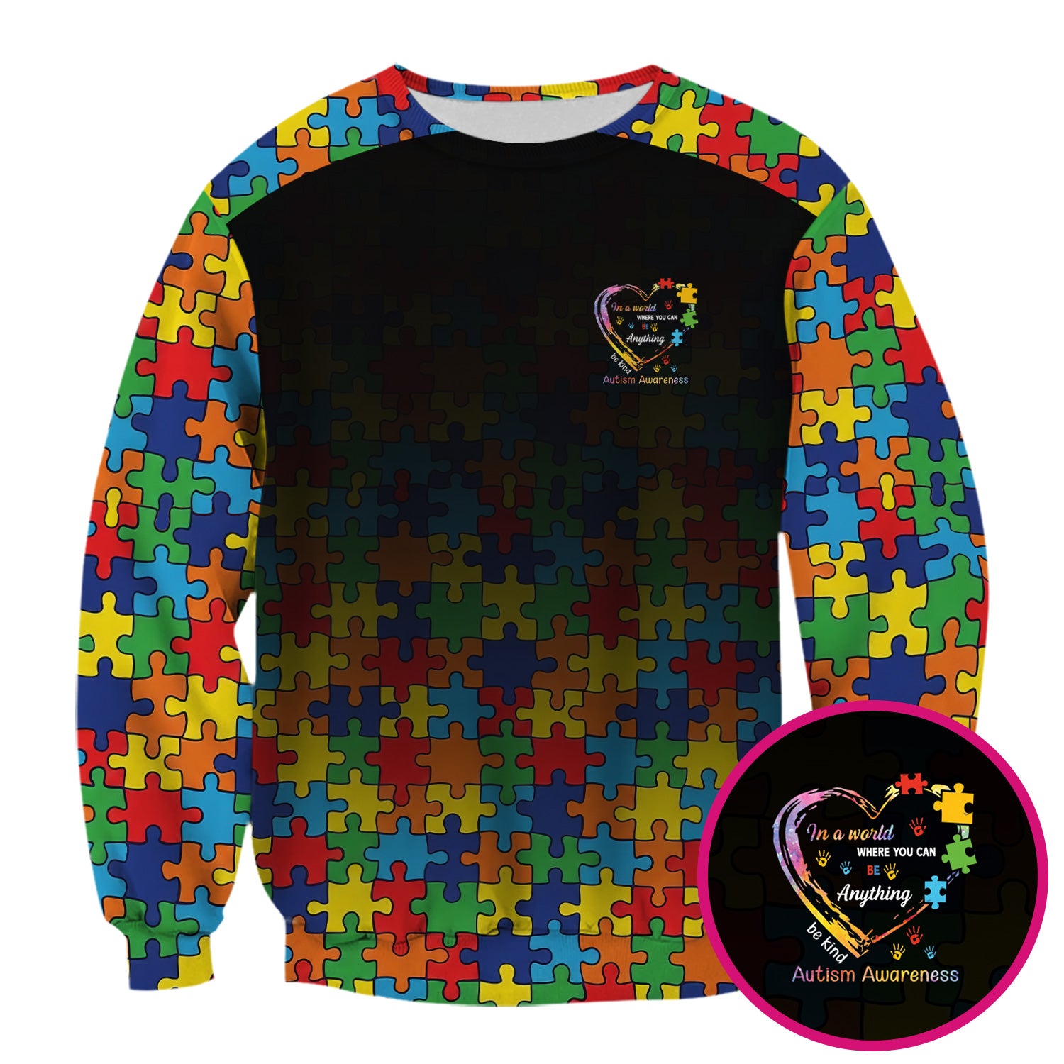 Autism Awareness Nurse Scrub Top, Puzzle Heart Print Full Design, Gift for Nurse