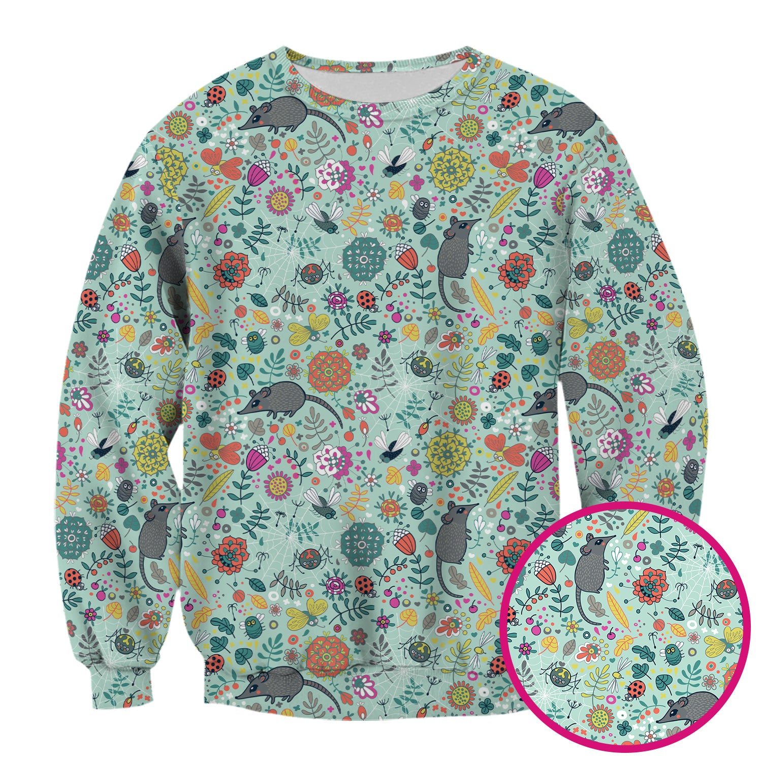 Woodland Mouse Floral Pattern Scrub Top, Comfortable Scrubs for Nurses