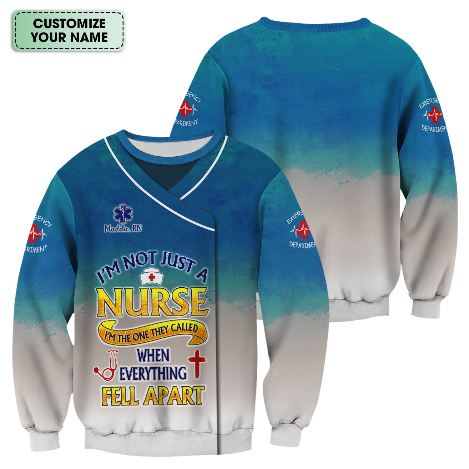 Custom ER Nurse Scrub Top - I'm Not Just A Nurse Quote - Gift for Women RN LPN Healthcare Workers