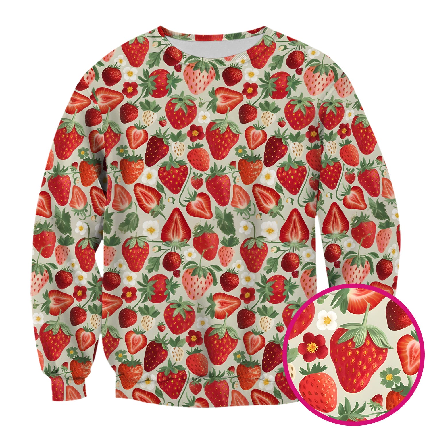 Fresh Strawberry Pattern Leaves Scrubs Top, Comfortable Scrubs for Nurses