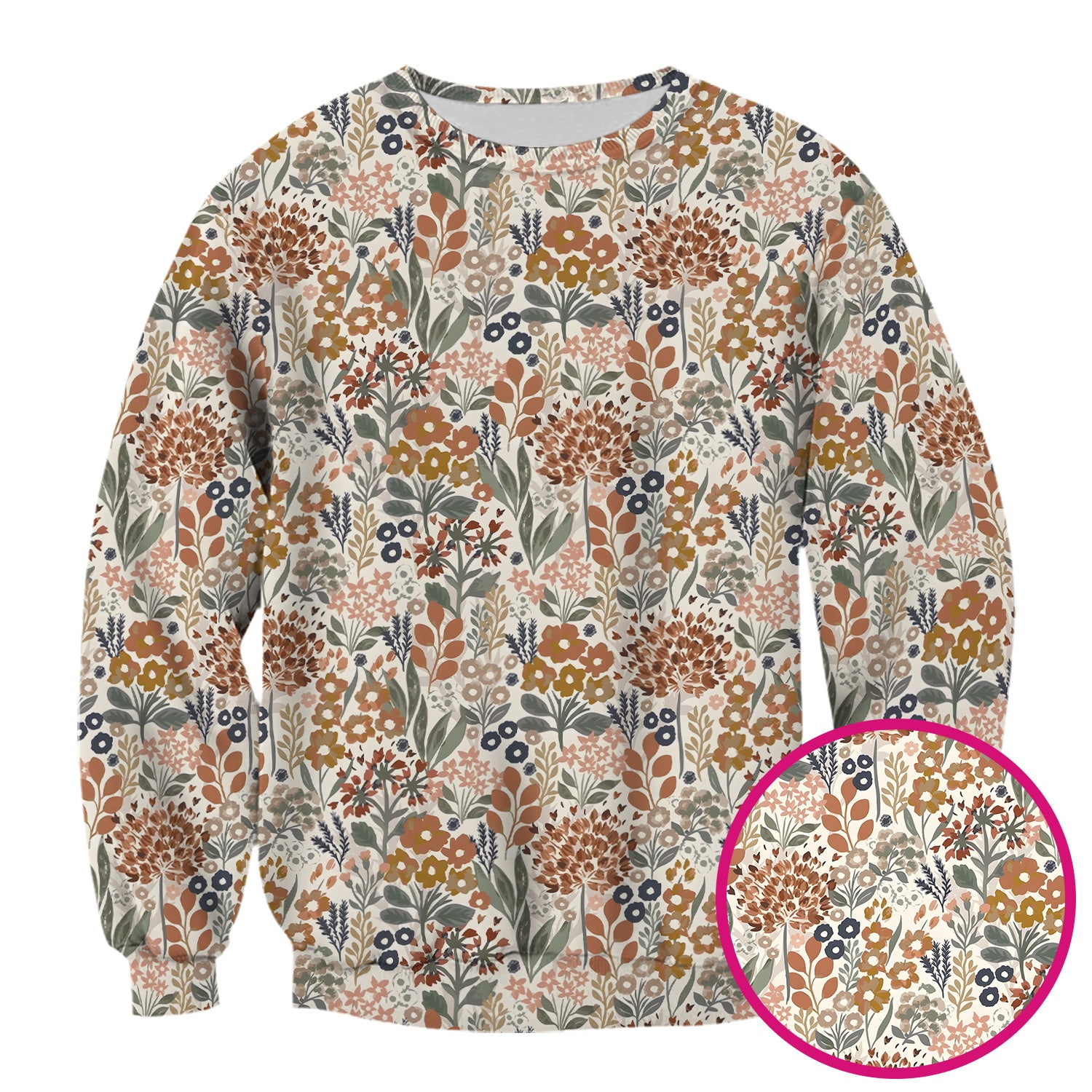 Vintage Botanical Floral Pattern Scrub Top, Breathable Fabrics Nursing Uniform
