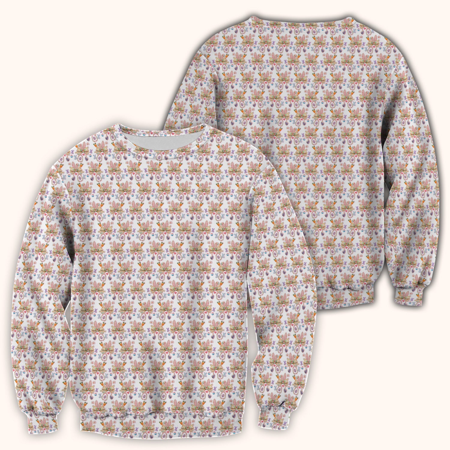 Easter Bunny Stethoscope Pastel Print Scrub Top, Comfortable Scrubs for Nurses
