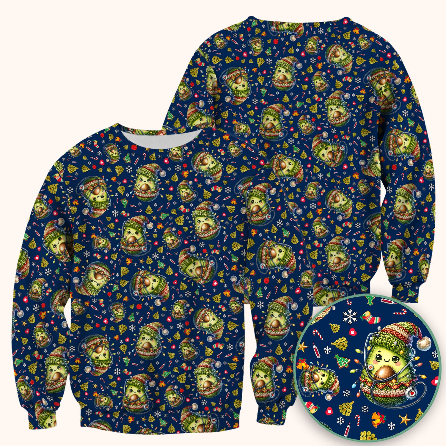 Avocado Scrub Top for Nurse - Funny Christmas Nursing Shirt - Cute Holiday Medical Uniform for Women RN LPN CNA