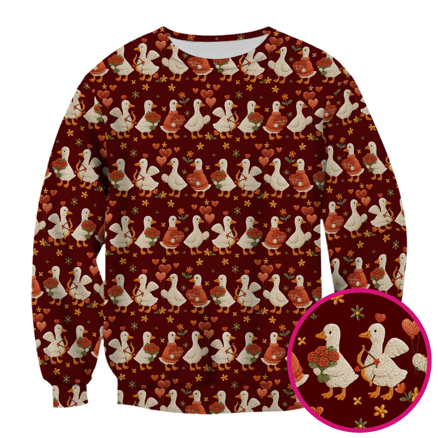 Cute Goose Nurse Scrub Top, Valentine Farm Medical Pattern Shirt, Breathable Fabrics Nursing Uniform