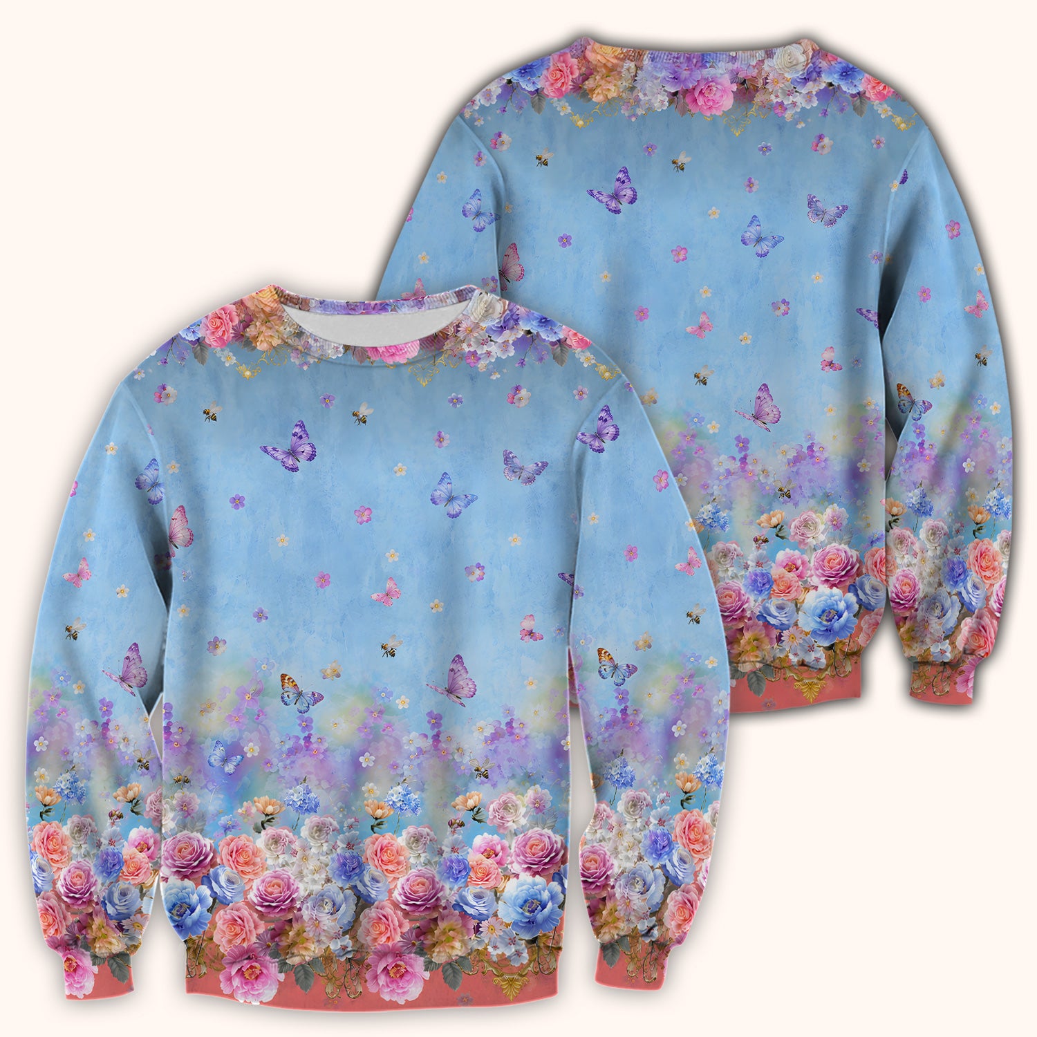 Pastel Flower Garden Print Scrub Top, Comfortable Scrubs for Nurses