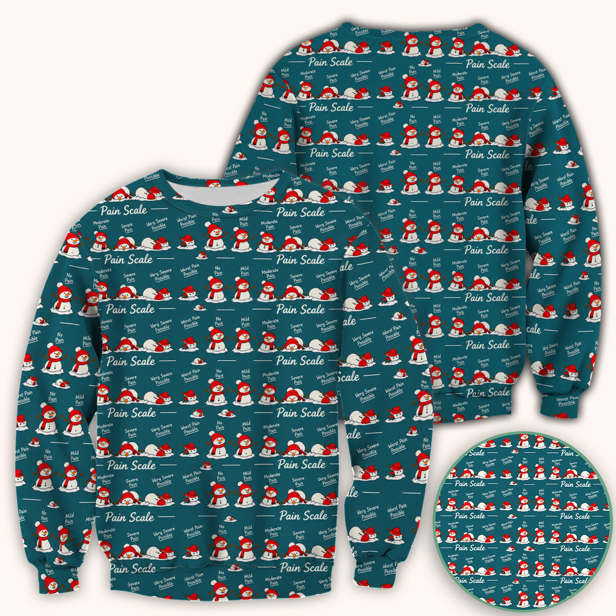 Funny Christmas Snowman Pain Scale Scrub Top, Comfortable Scrubs for Nurses