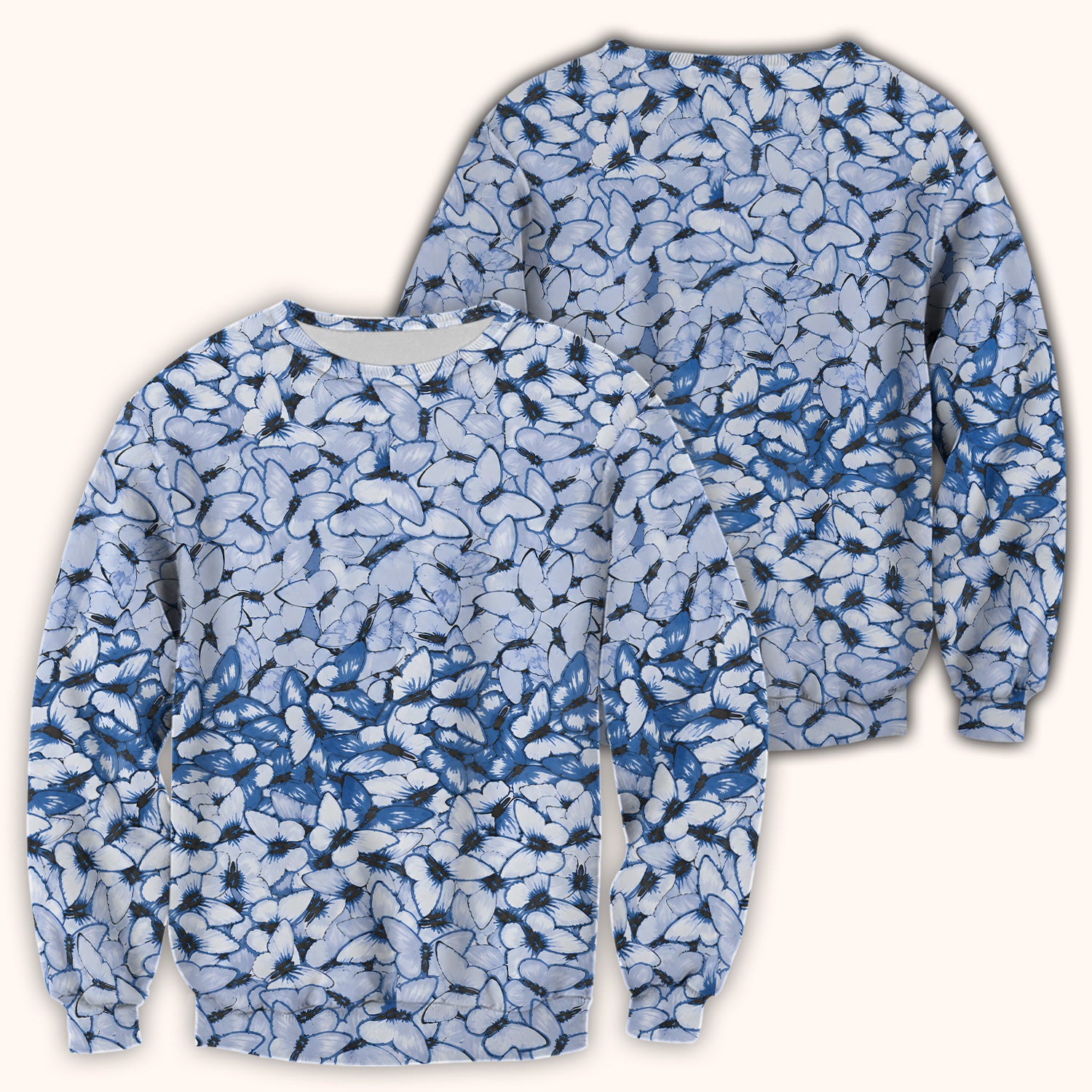Blue Butterfly Nurse Scrub Top for RN, CNA, Healthcare Workers, Garden Floral Uniform
