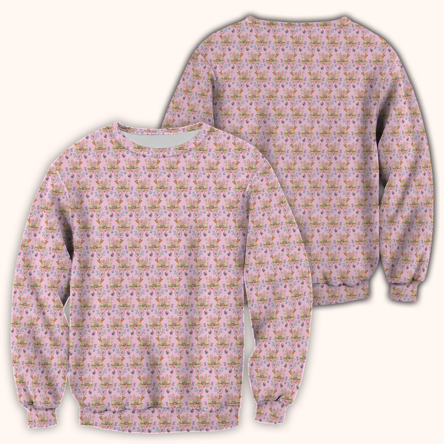 Easter Bunny Stethoscope Pastel Print Scrub Top, Comfortable Scrubs for Nurses
