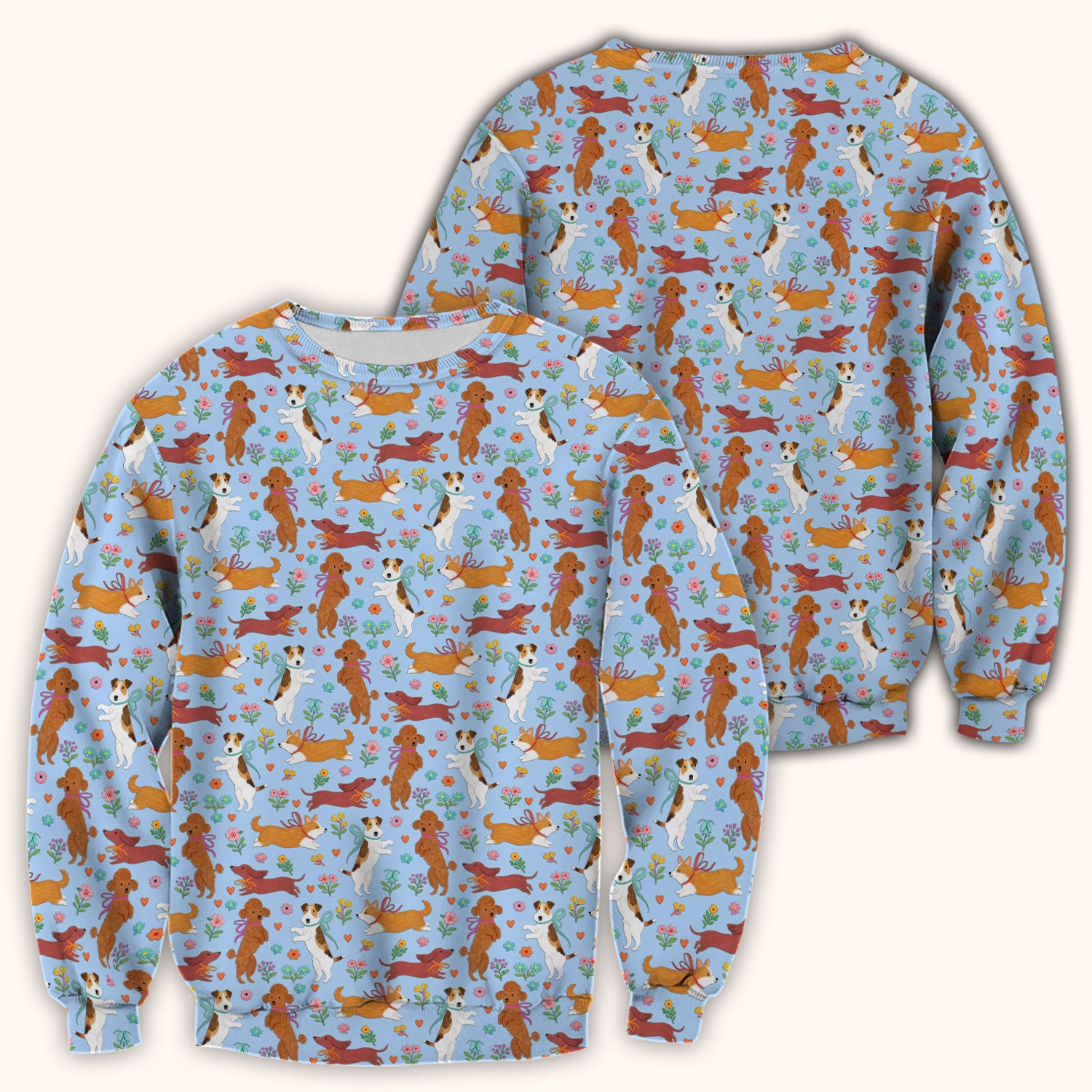 Cute Cartoon Dog Print Nurse Scrub Top, Comfortable Scrubs for Nurses