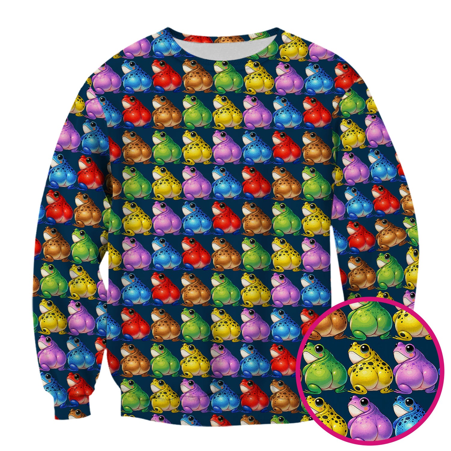 Funny Colorful Frogs Pattern Scrubs Top, Comfortable Scrubs for Nurses