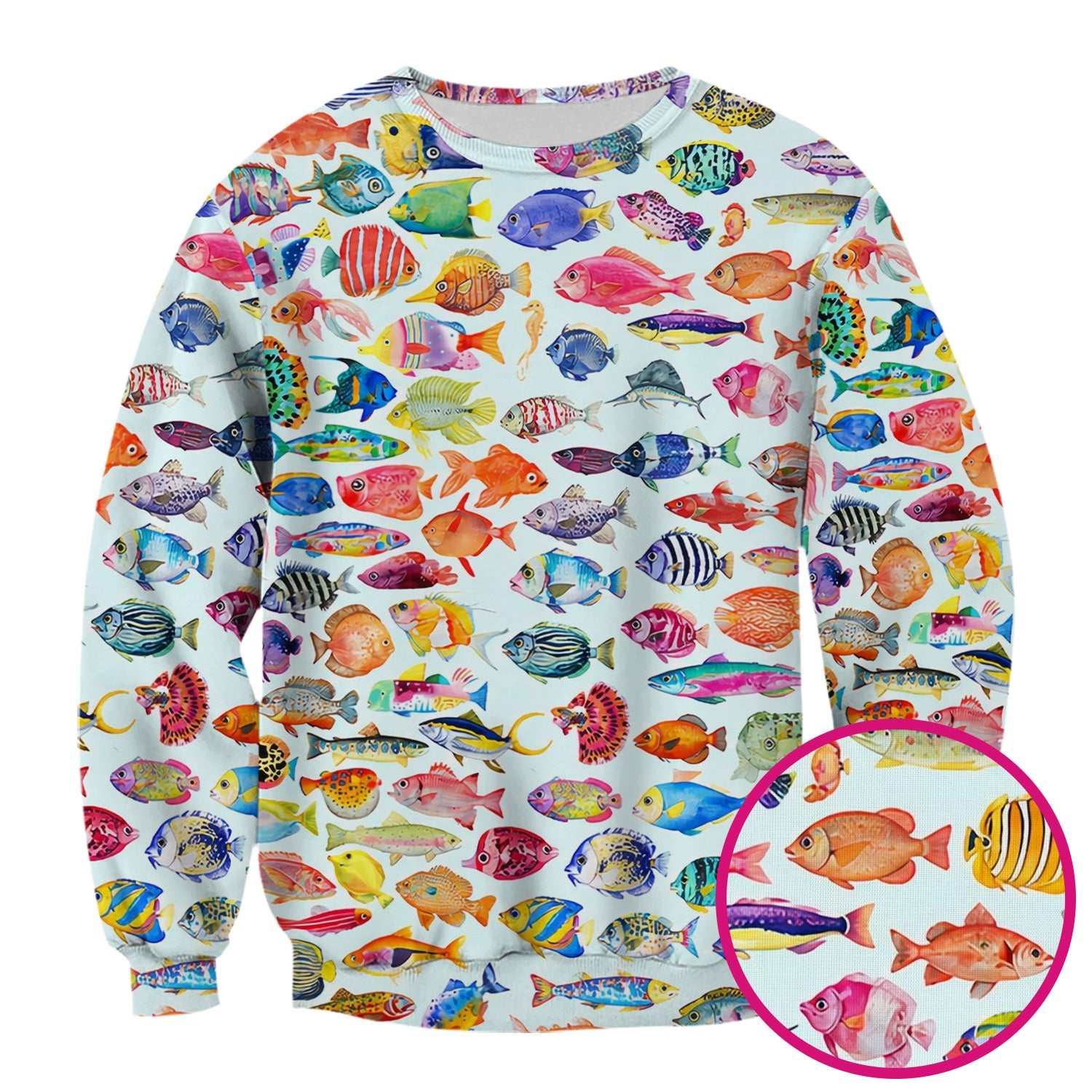 Colorful Tropical Fish Print Scrub Top, Comfortable Scrubs for Nurses