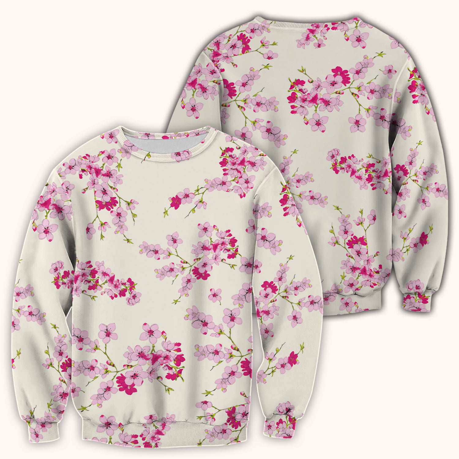 Elegant Cherry Blossom Floral Pattern Srubs, Comfortable Scrubs for Nurses