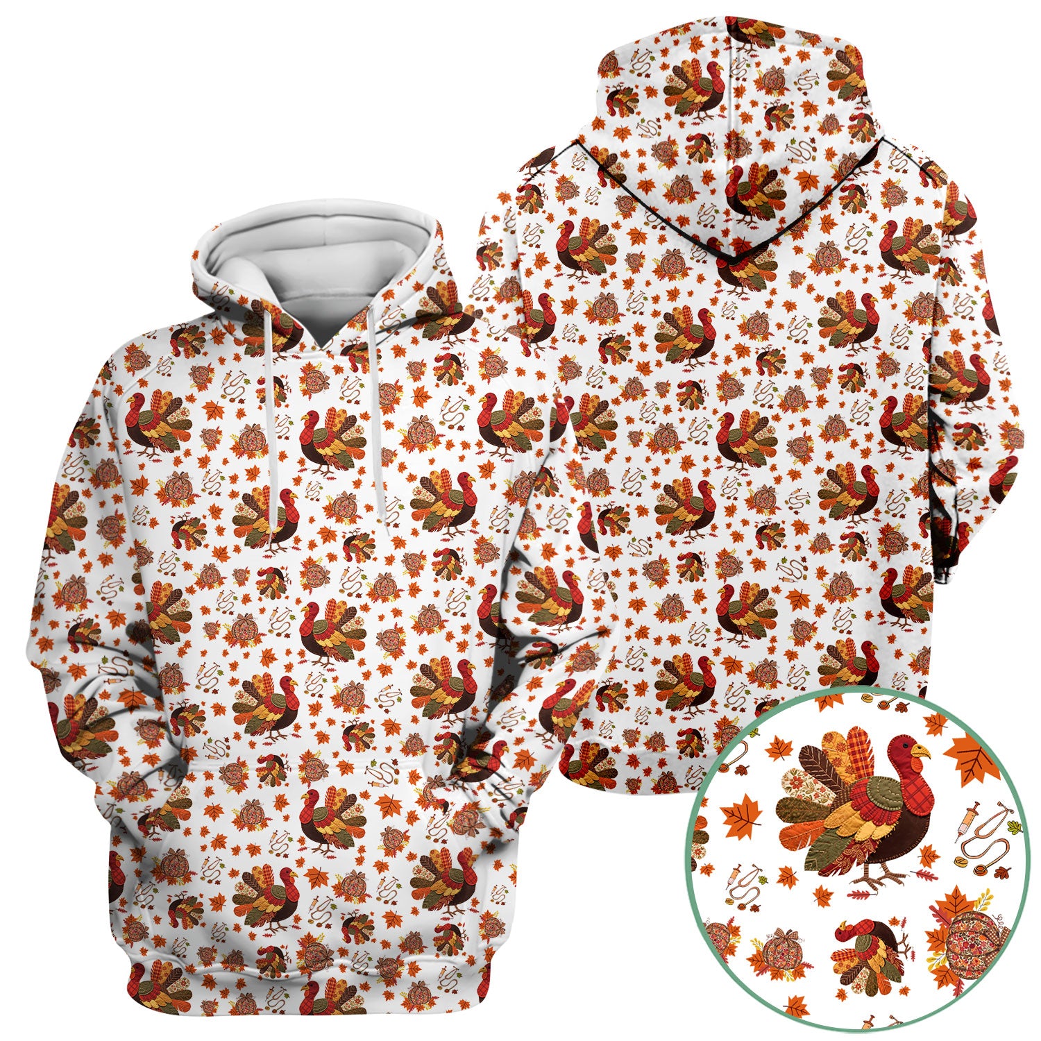 Fall Leaves Thanksgiving Scrubs for Nurses - Comfortable Scrub Tops - Turkey Nursing Uniform Gift for Women