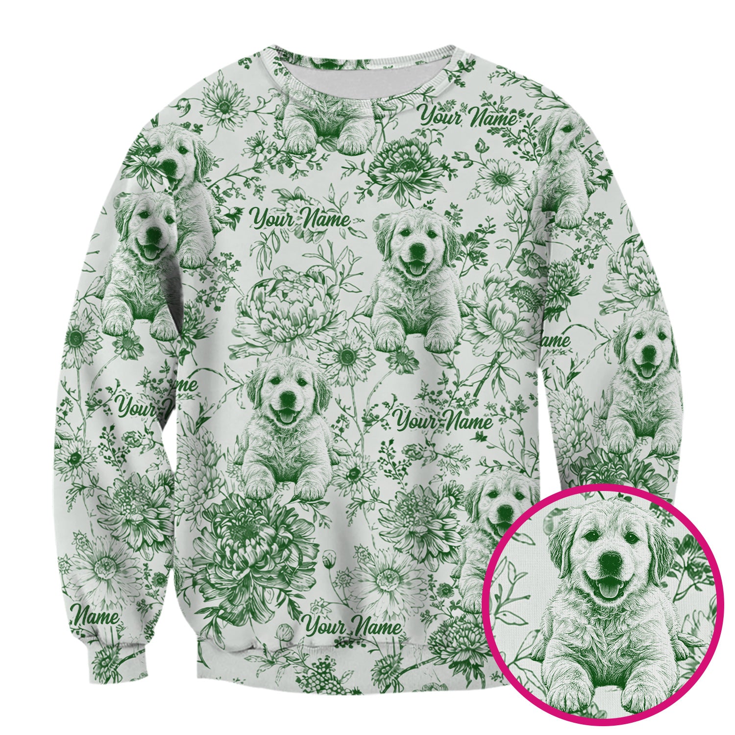 Personalized Custom Pet Photo Name Floral Pattern Scrub Top, Breathable Fabrics Nursing Uniform