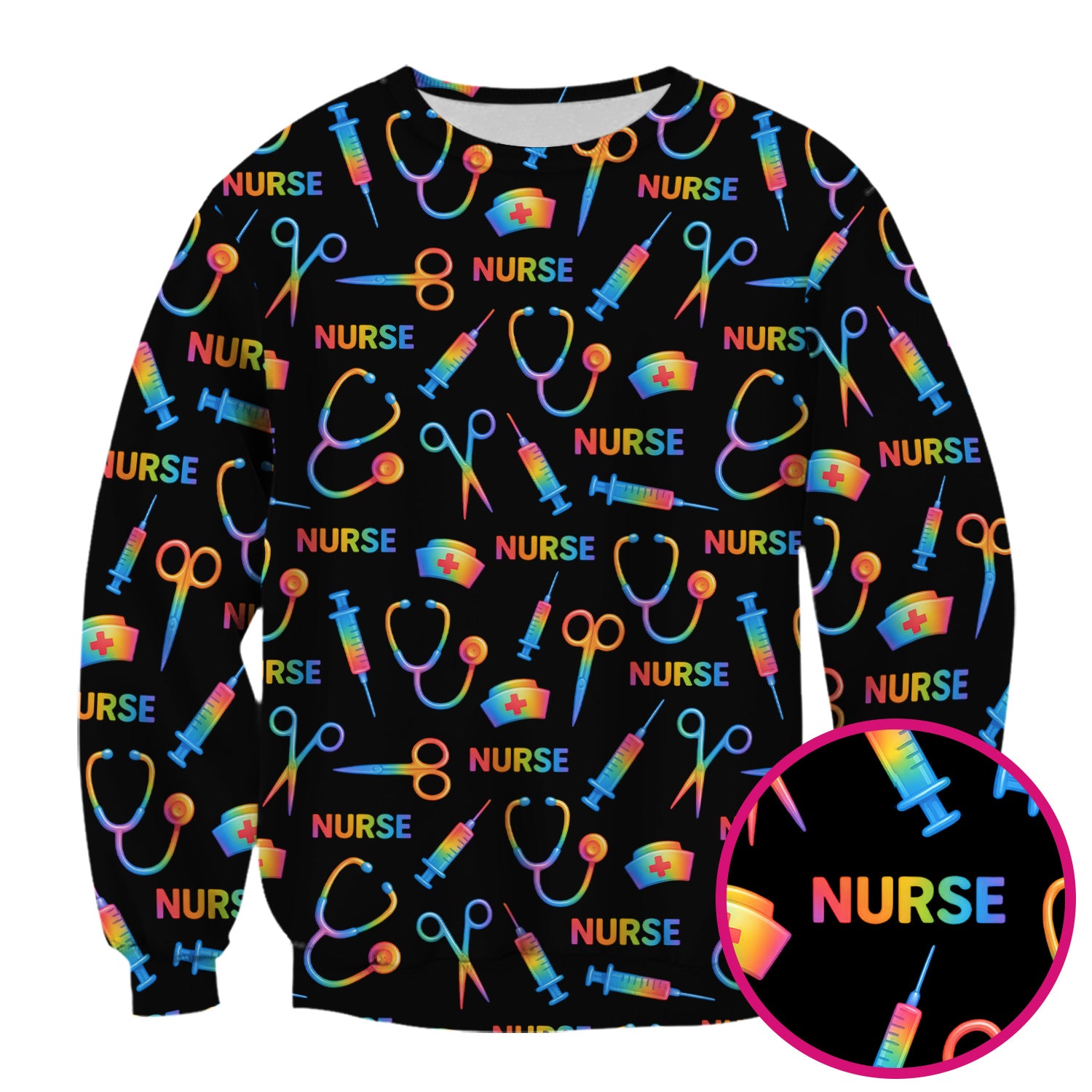 Rainbow Scrubs for Nurses - Colorful Medical Scrub Tops and Pants with Cute Pattern - Fun and Bright Nurse Scrub Set Gift Idea
