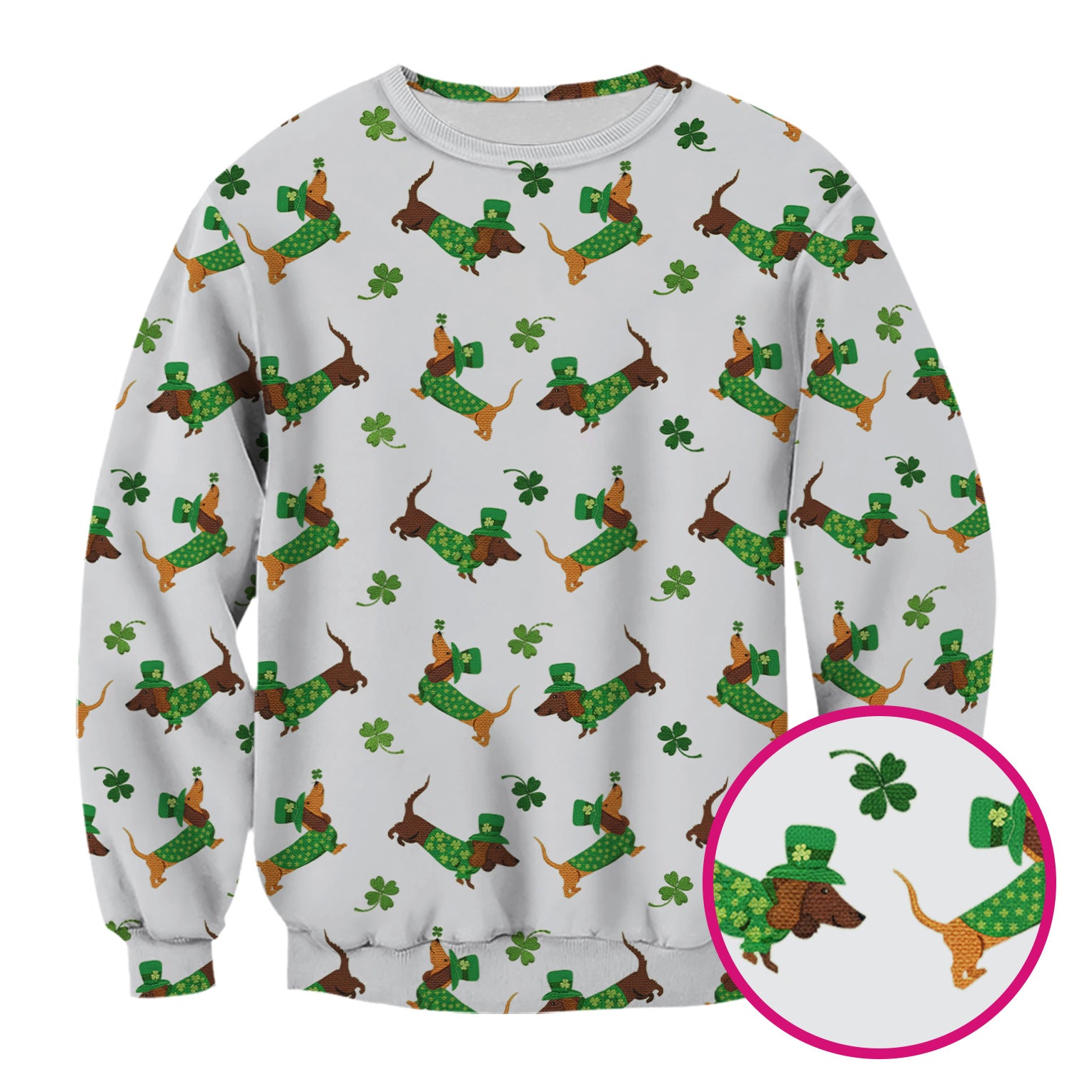 St. Patrick’s Day Dachshund Scrub Top, Funny Wiener Dog Nurse Shirt, Breathable Fabrics Nursing Uniform