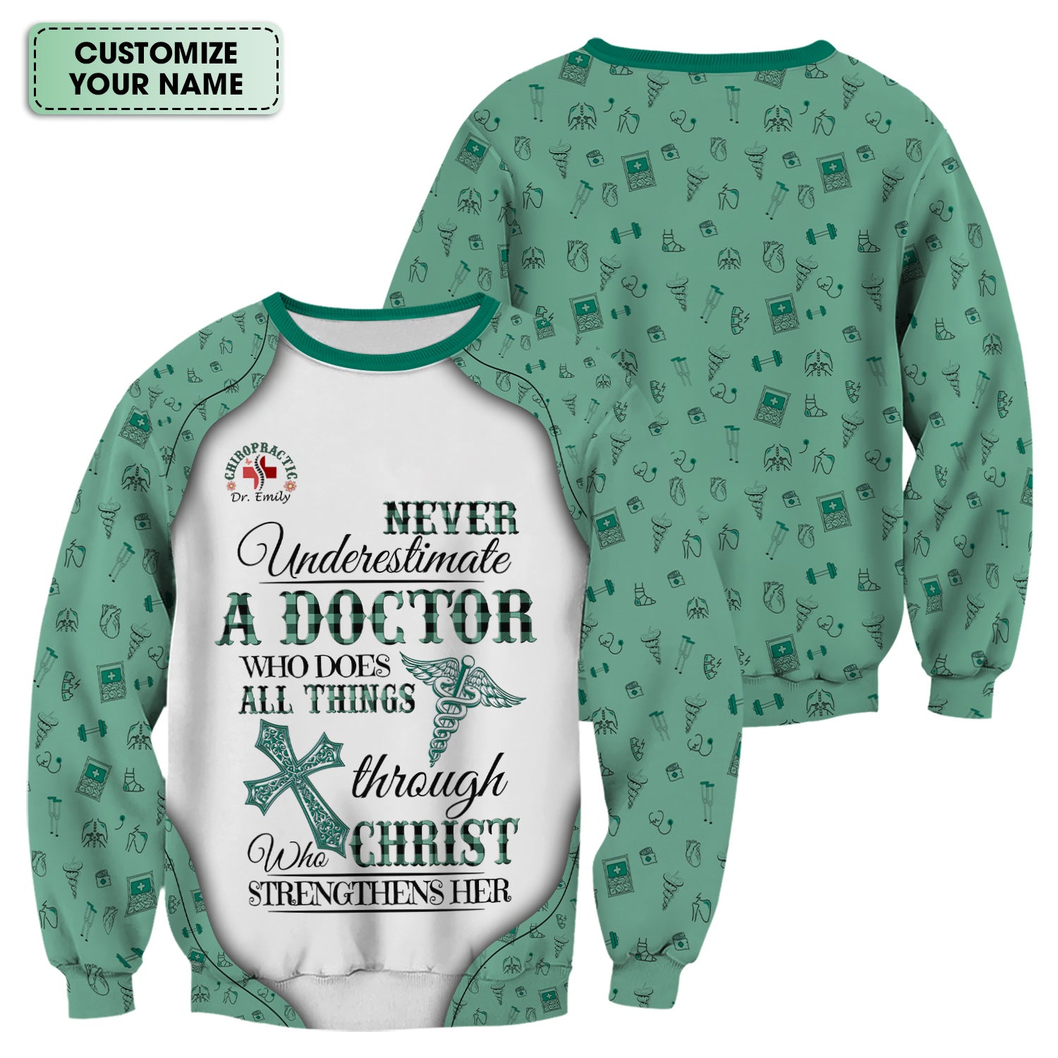 Personalized Christian Scrub Top - Never Underestimate a Doctor - Gift for Women Doctors & Medical Professionals