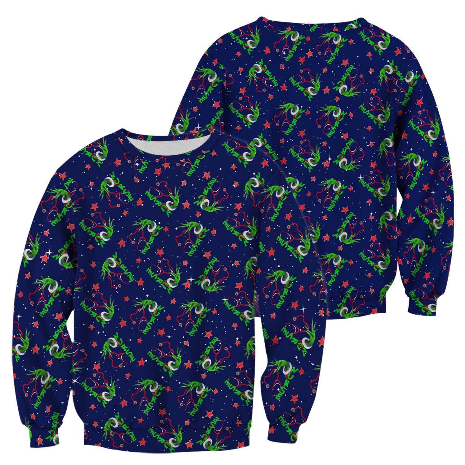 Grinch Nurse Scrub Top - Festive Holiday Uniform for Women - RN LPN CNA Nursing Gift