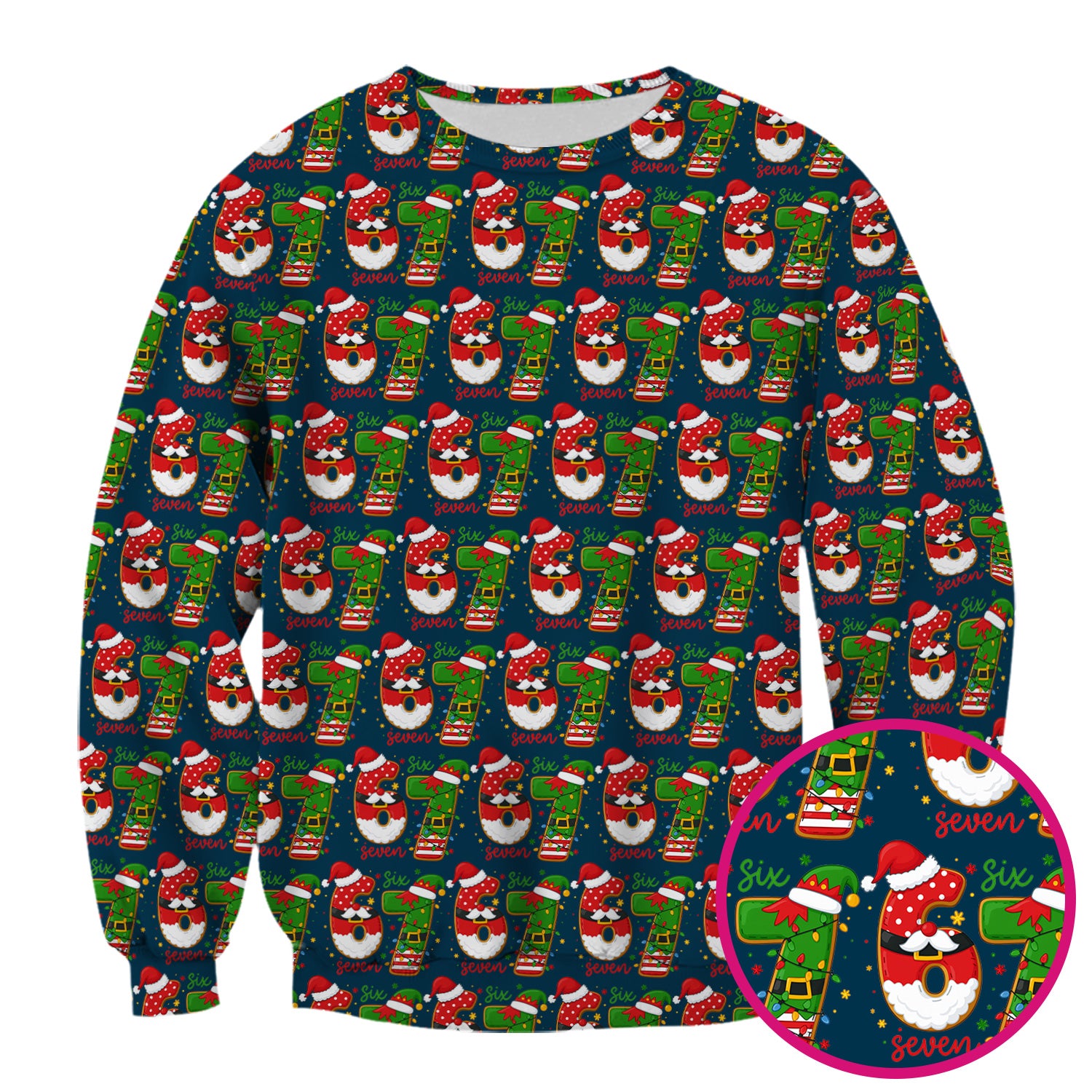 Christmas 67 Pattern Scrub Top, Festive Holiday Medical Uniform Shirt For Nursing