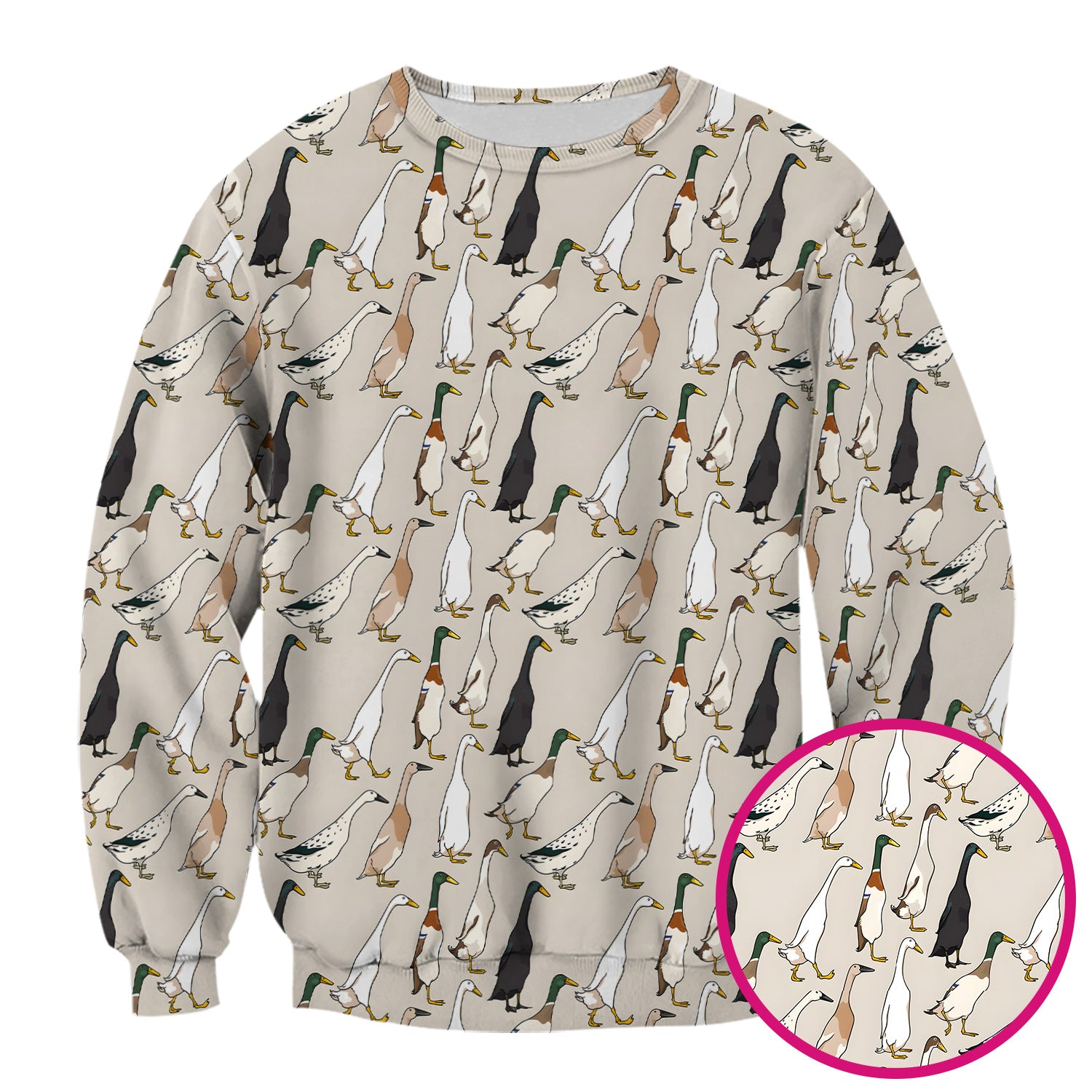 Duck Farm Animal Pattern Scrub Top Scrub Top, Breathable Fabrics Nursing Uniform