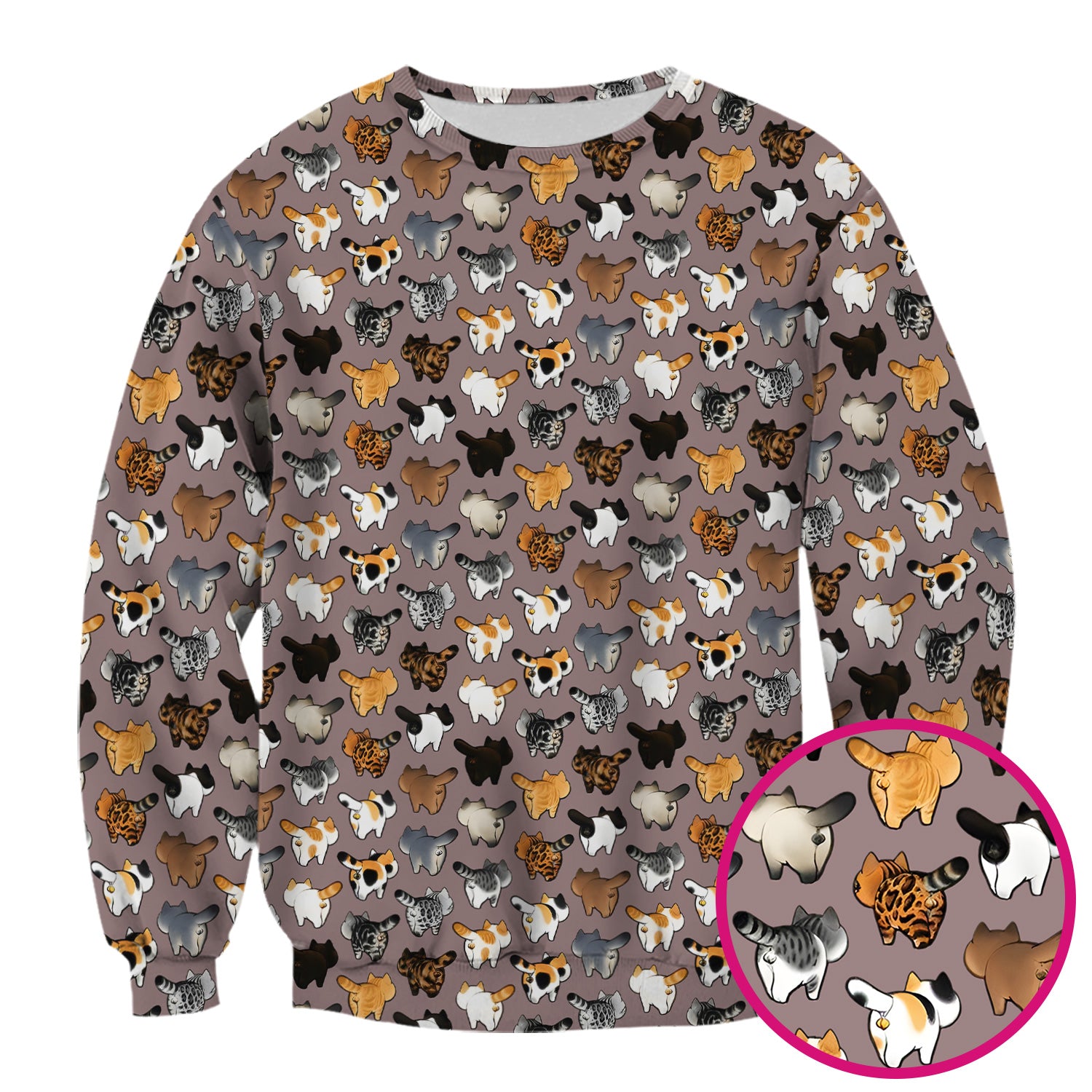 Cat Butt Pattern Medical Scrub Top, Breathable Fabrics Nursing Uniform