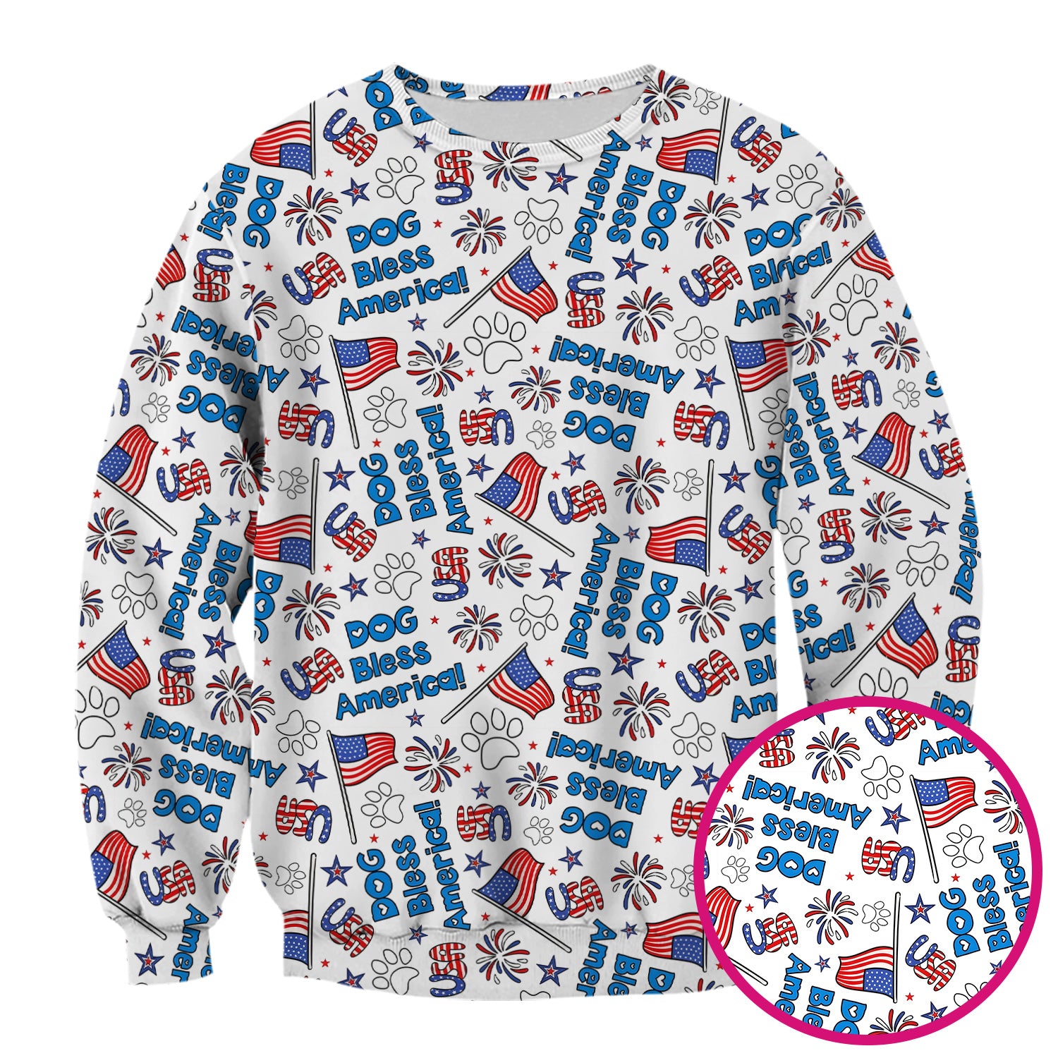 Funny Patriotic Dog Bless America Flag Pattern Scrub Top, Comfortable Scrubs for Nurses
