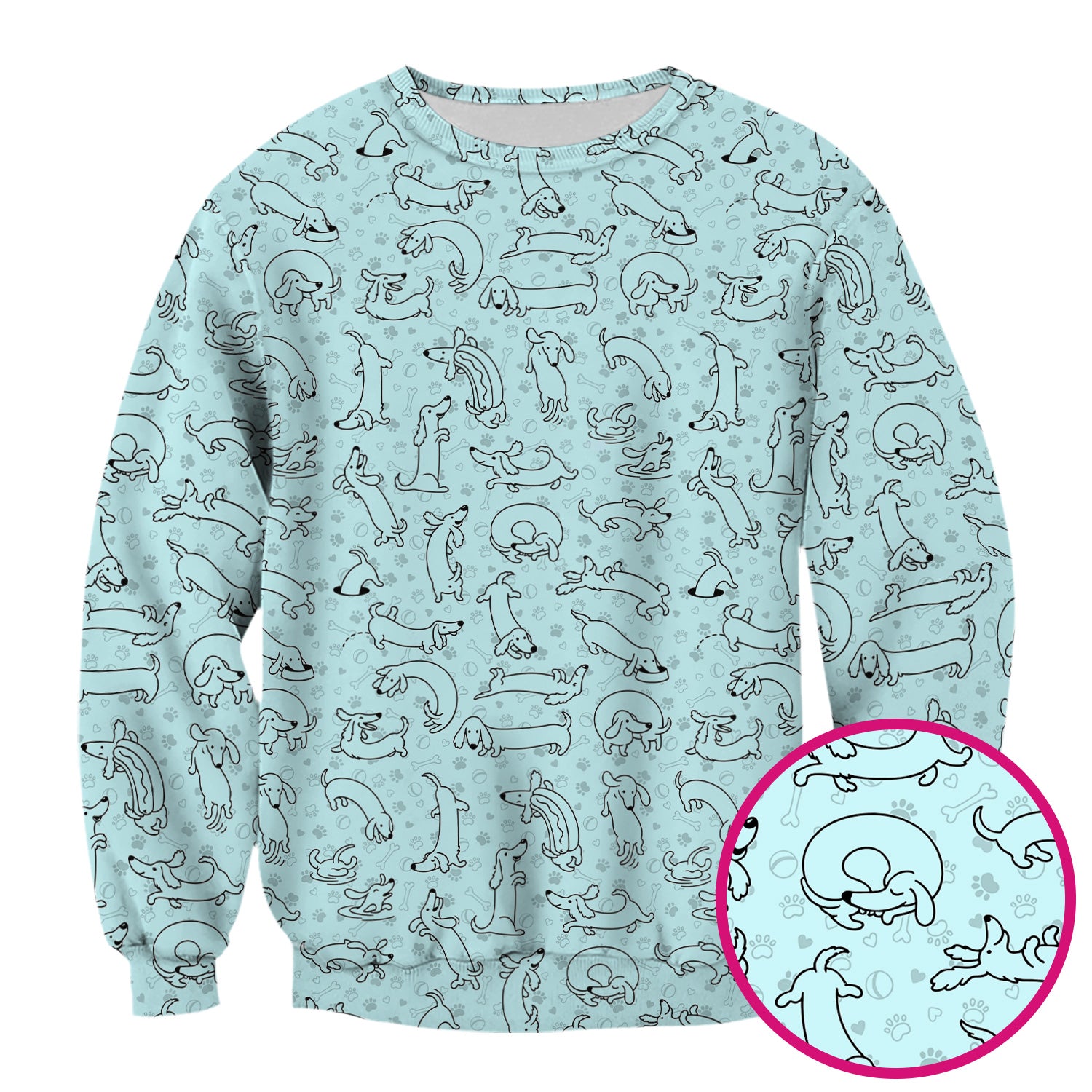 Playful Dachshund Dog Line Art Print Scrub Top, Comfortable Scrubs for Nurses