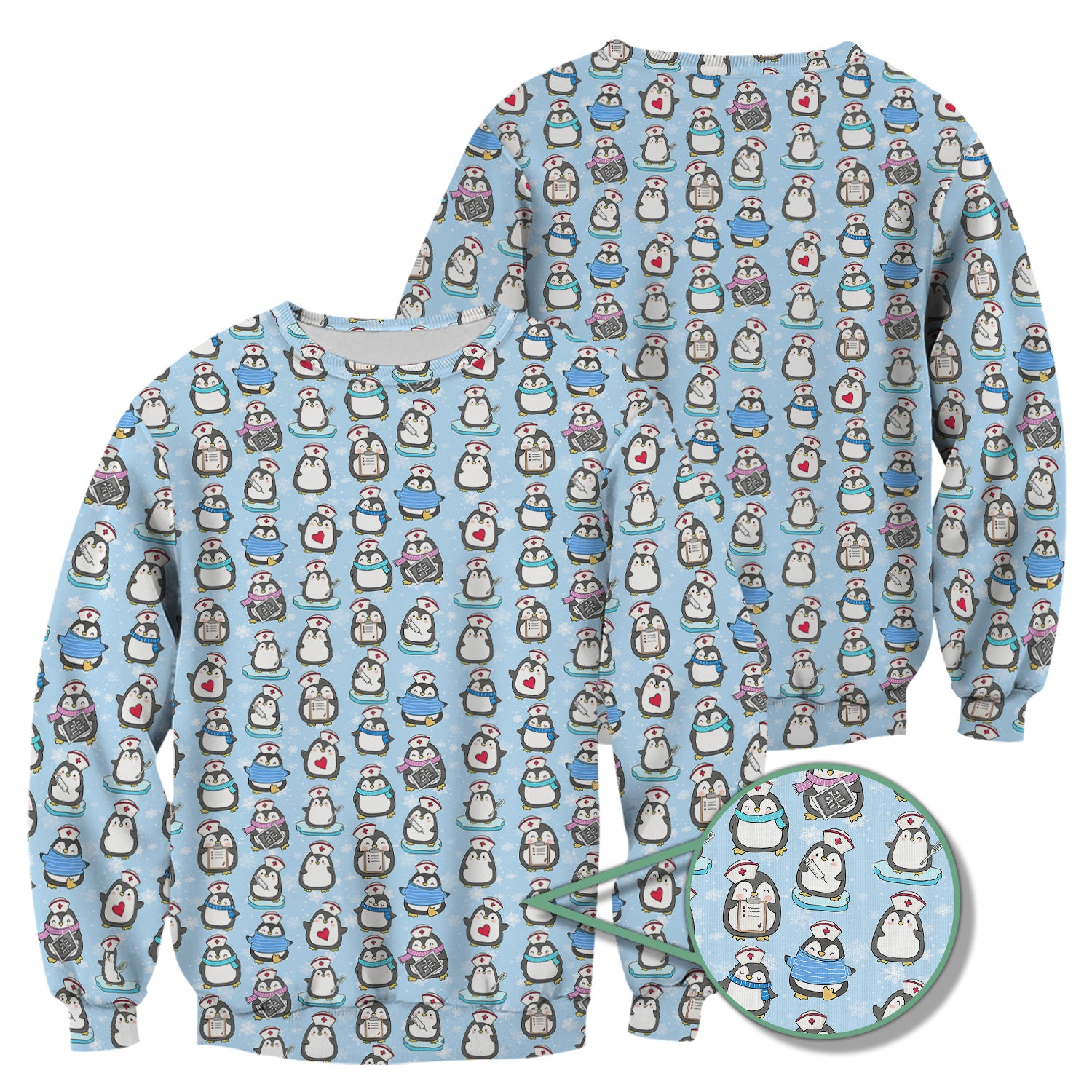 Personalized Funny Christmas Nurse Shirt - Cute Penguin with Syringe Graphic Tee - Gift for RN LPN CNA