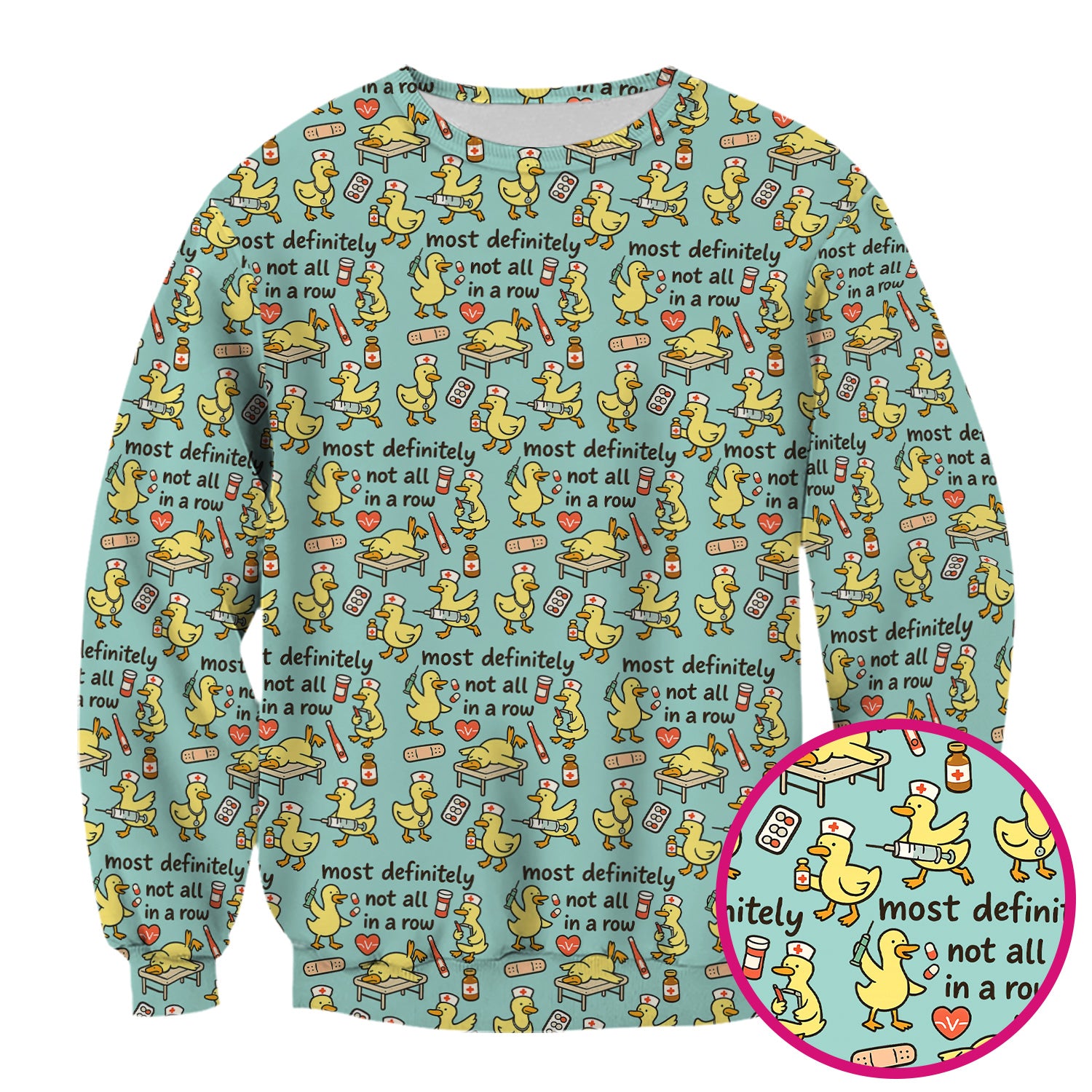 Funny Nurse Duck Medical Humor Pattern Scrub Top, Comfortable Scrubs for Nurses