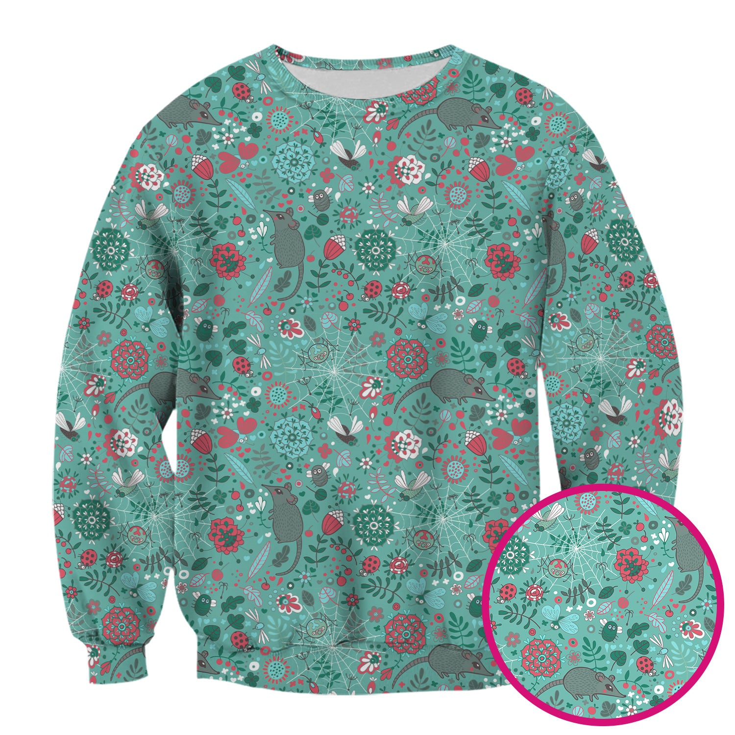 Woodland Mouse Floral Pattern Scrub Top, Comfortable Scrubs for Nurses