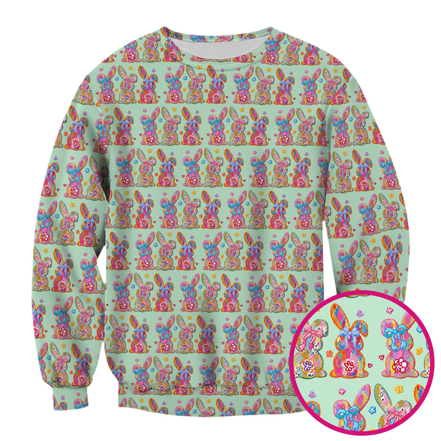 Cute Pastel Bunny Floral Pattern Scrub Top, Comfortable Scrubs for Nurses, Easter