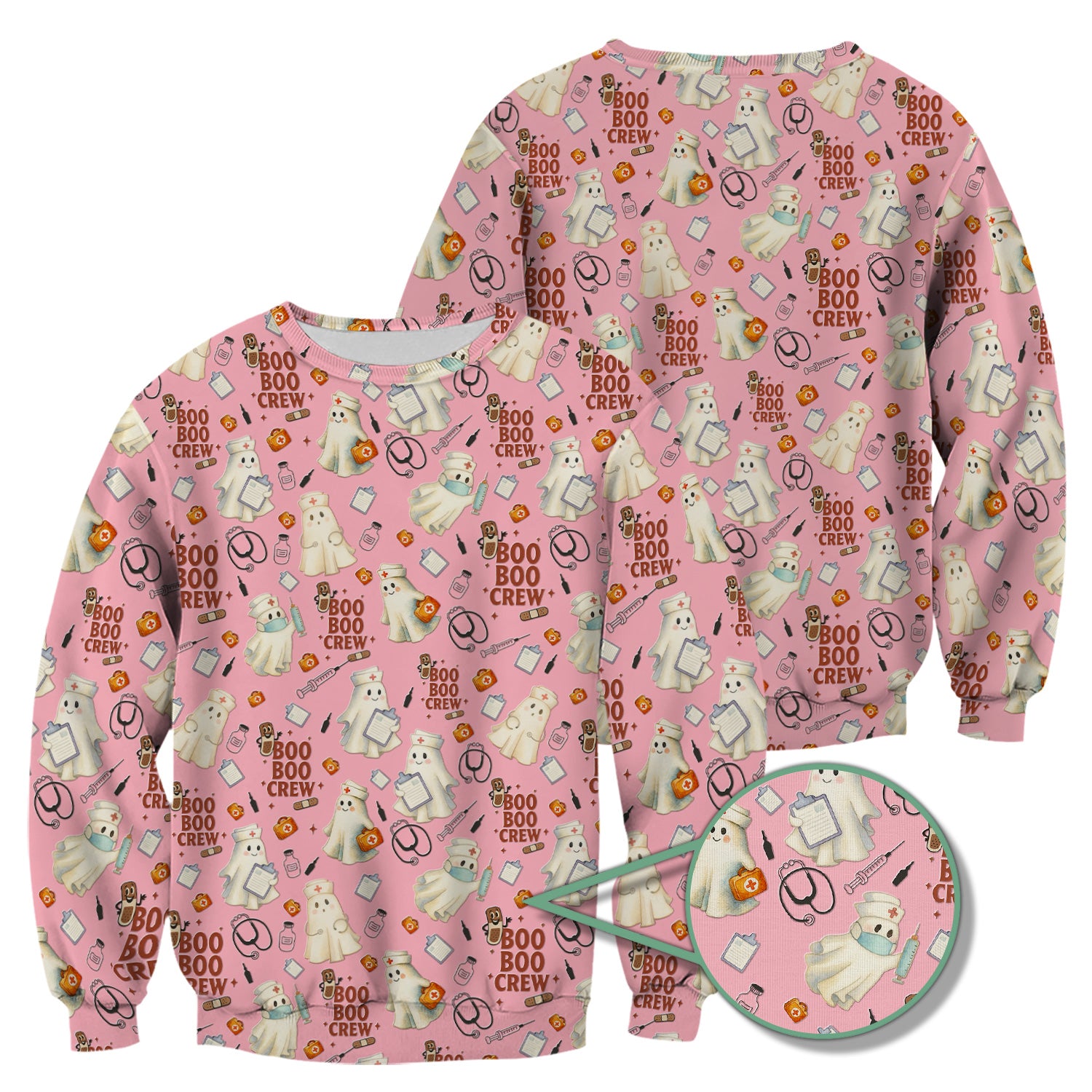 Halloween Nurse Scrub Top for Women - Cute Boo Boo Crew Medical Shirt - Gift for RN LPN CNA Healthcare Staff
