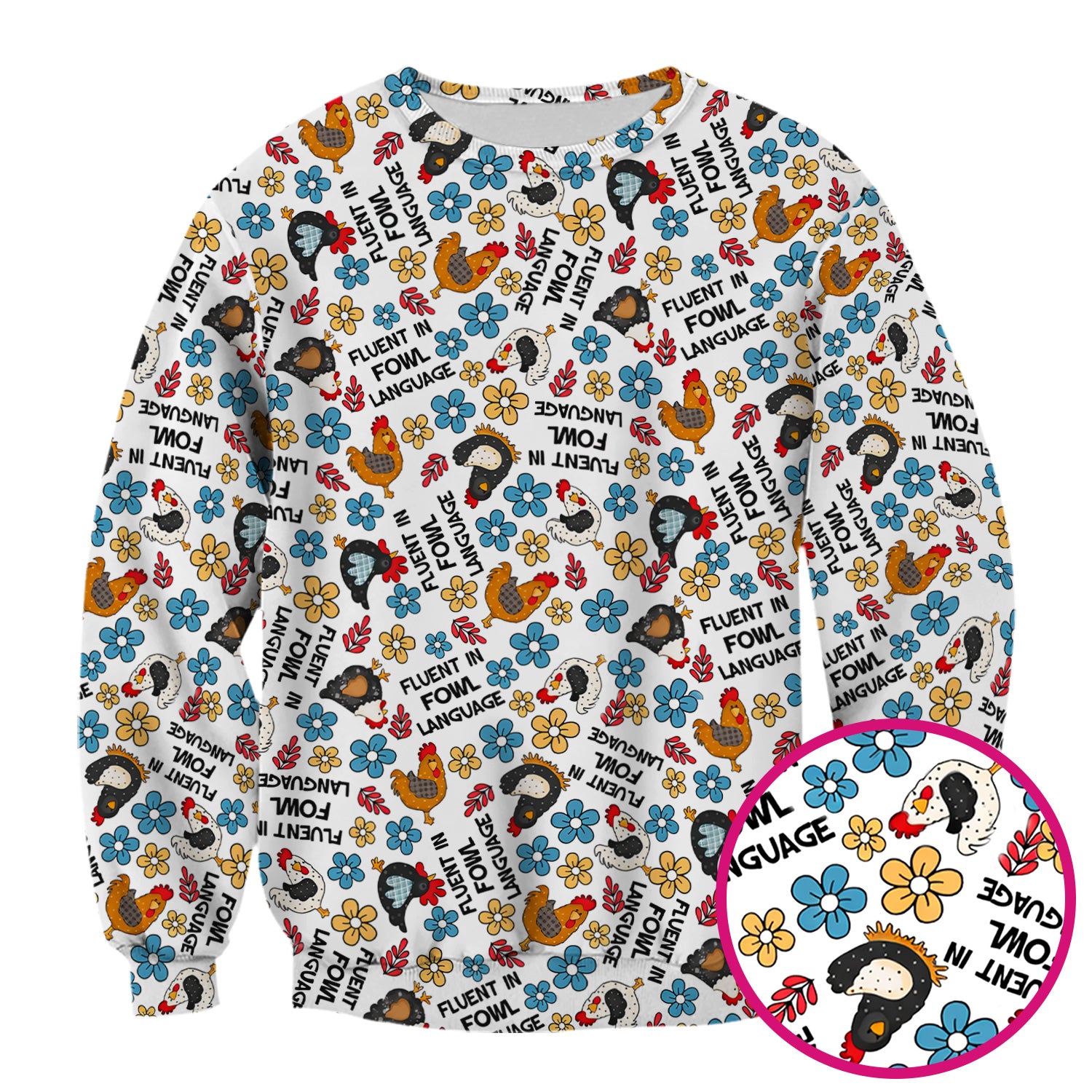 Funny Chicken Fluent in Fowl Language Pattern Scrub Top, Comfortable Scrubs for Nurses