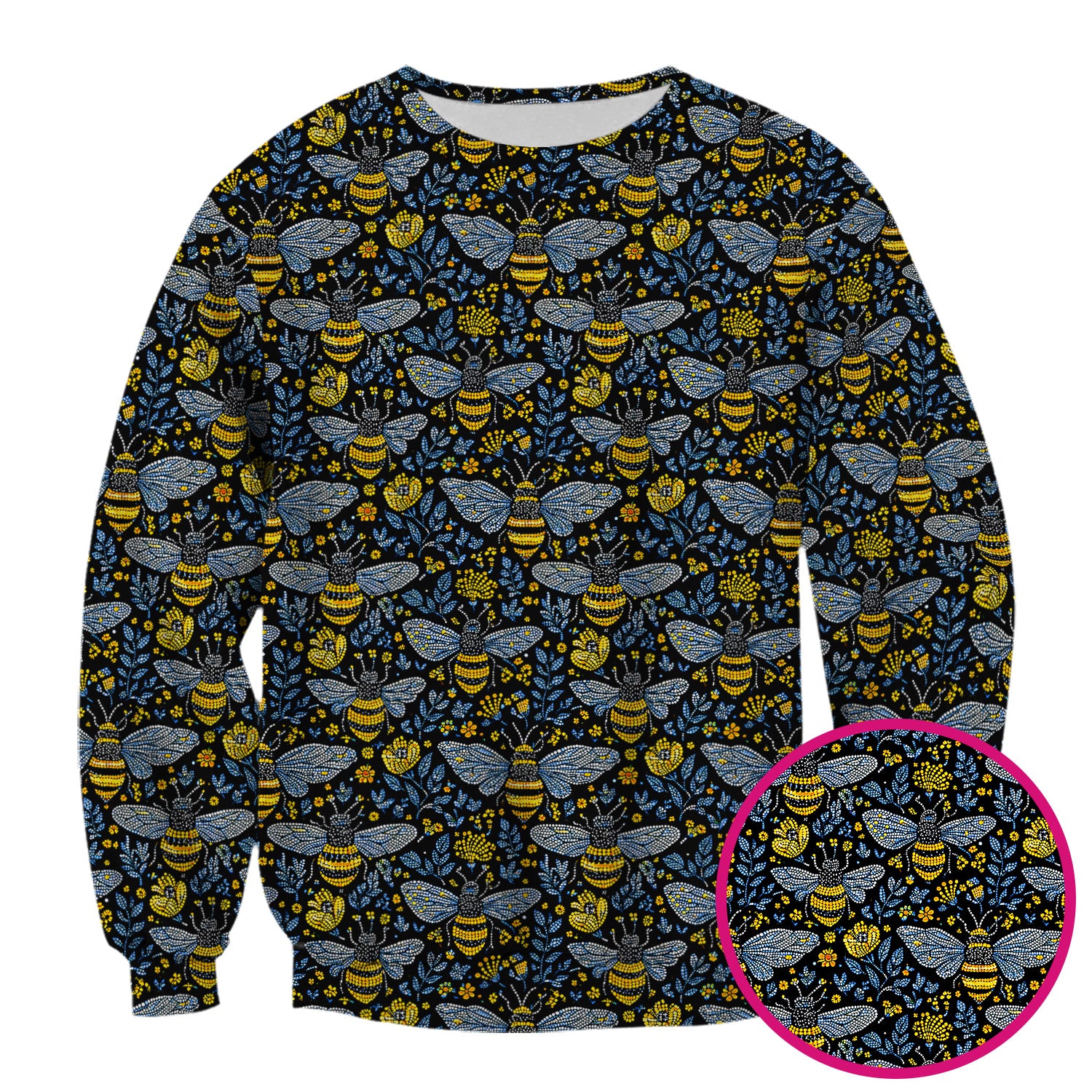 Honey Bee And Wildflower Garden Pattern Scrub Top, Comfortable Scrubs for Nurses