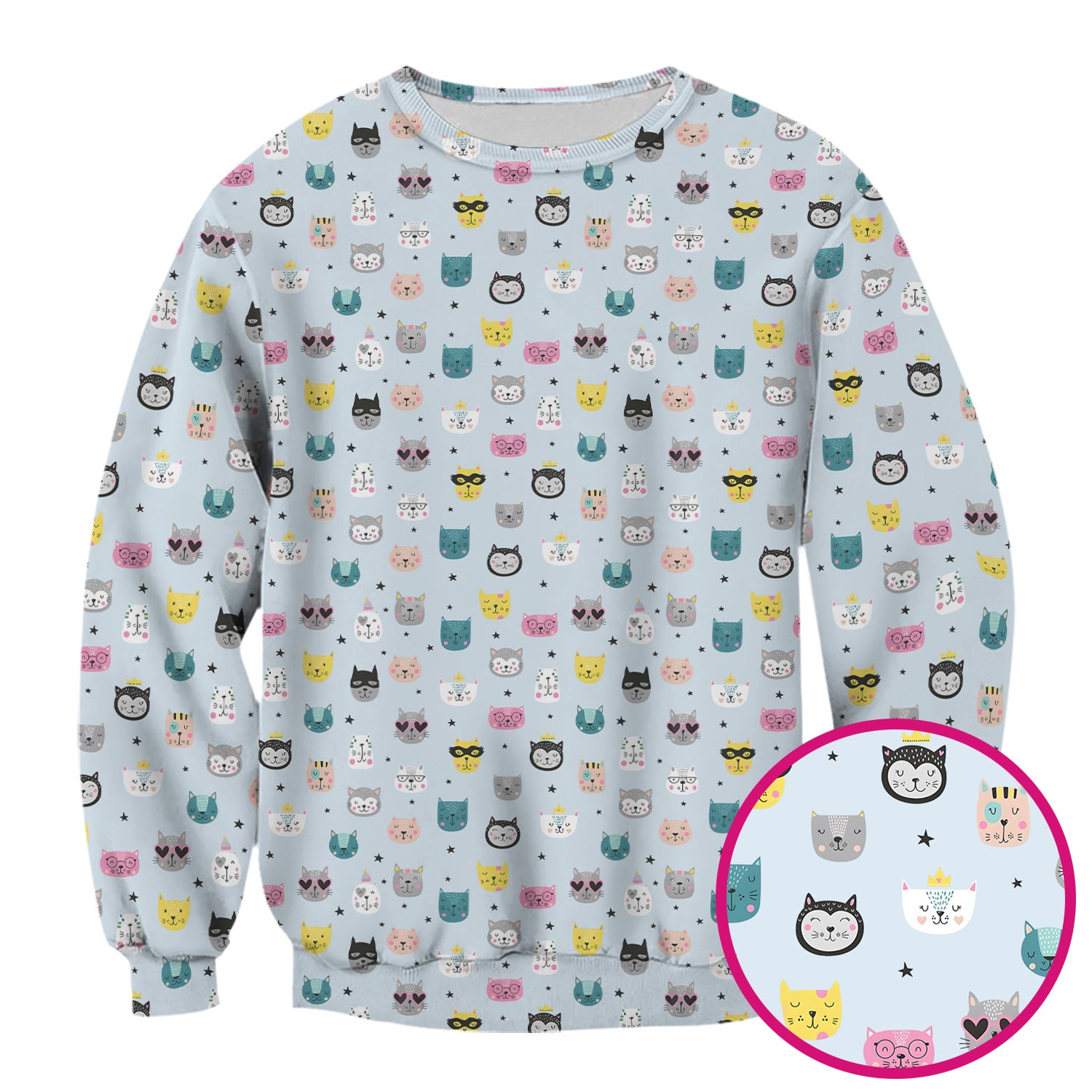 Cute Colorful Cat Pattern Scrub Top, Comfortable Scrubs for Nurses