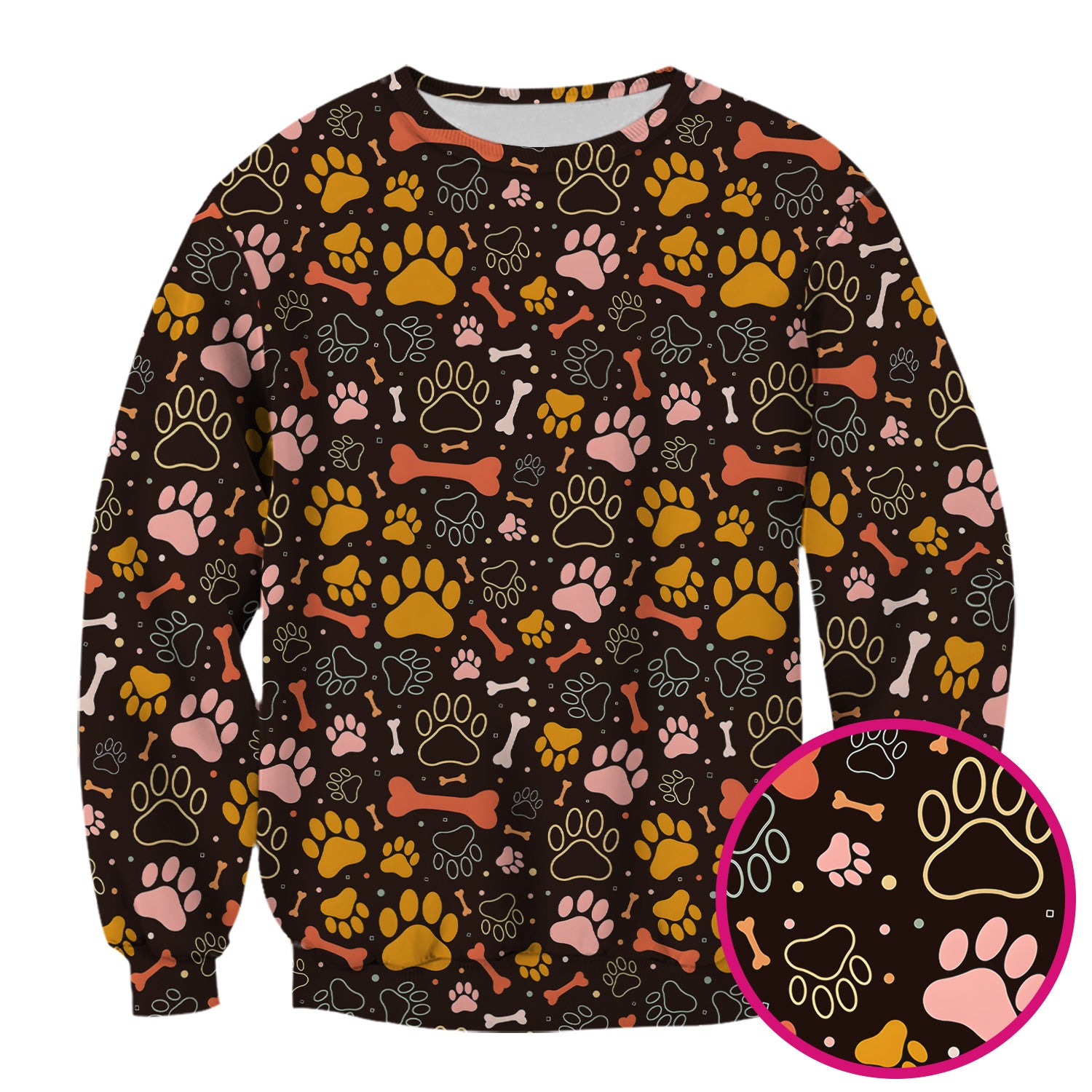 Cute Paw Print Dog Pattern Scrub Top, Comfortable Scrubs for Nurses