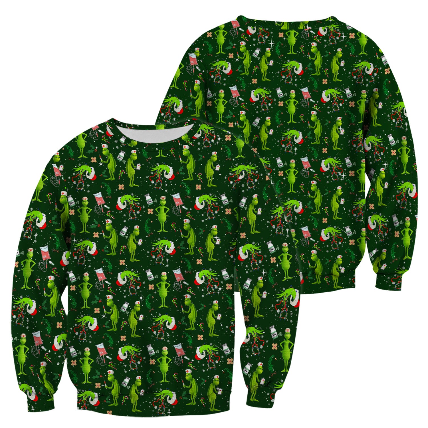 Cute Grinch Scrub Top for Nurse - Christmas Holiday Medical Shirt - Gift for CNA RN LPN Healthcare Workers
